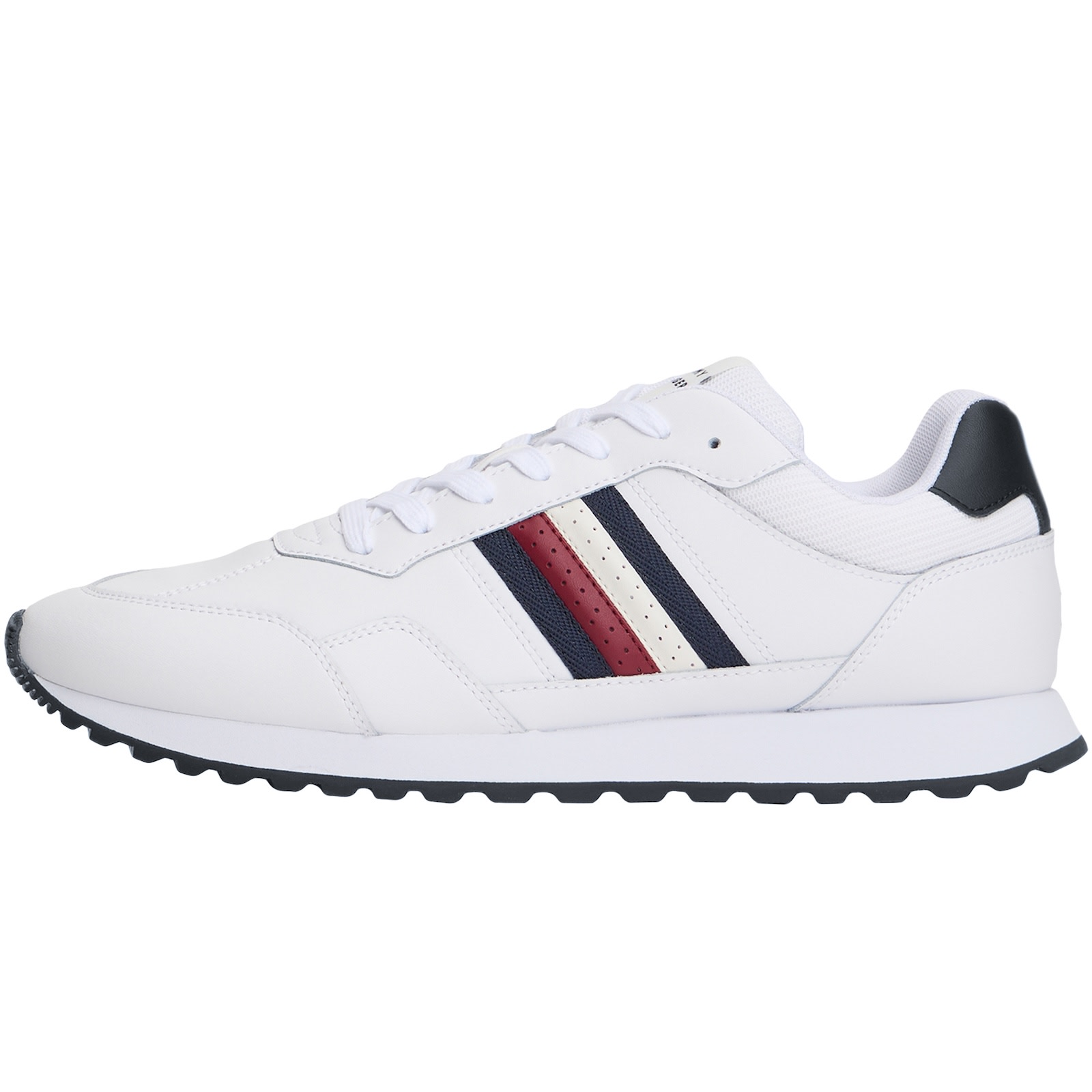 Tommy Hilfiger Lightweight Leather Flag Trainers White In White