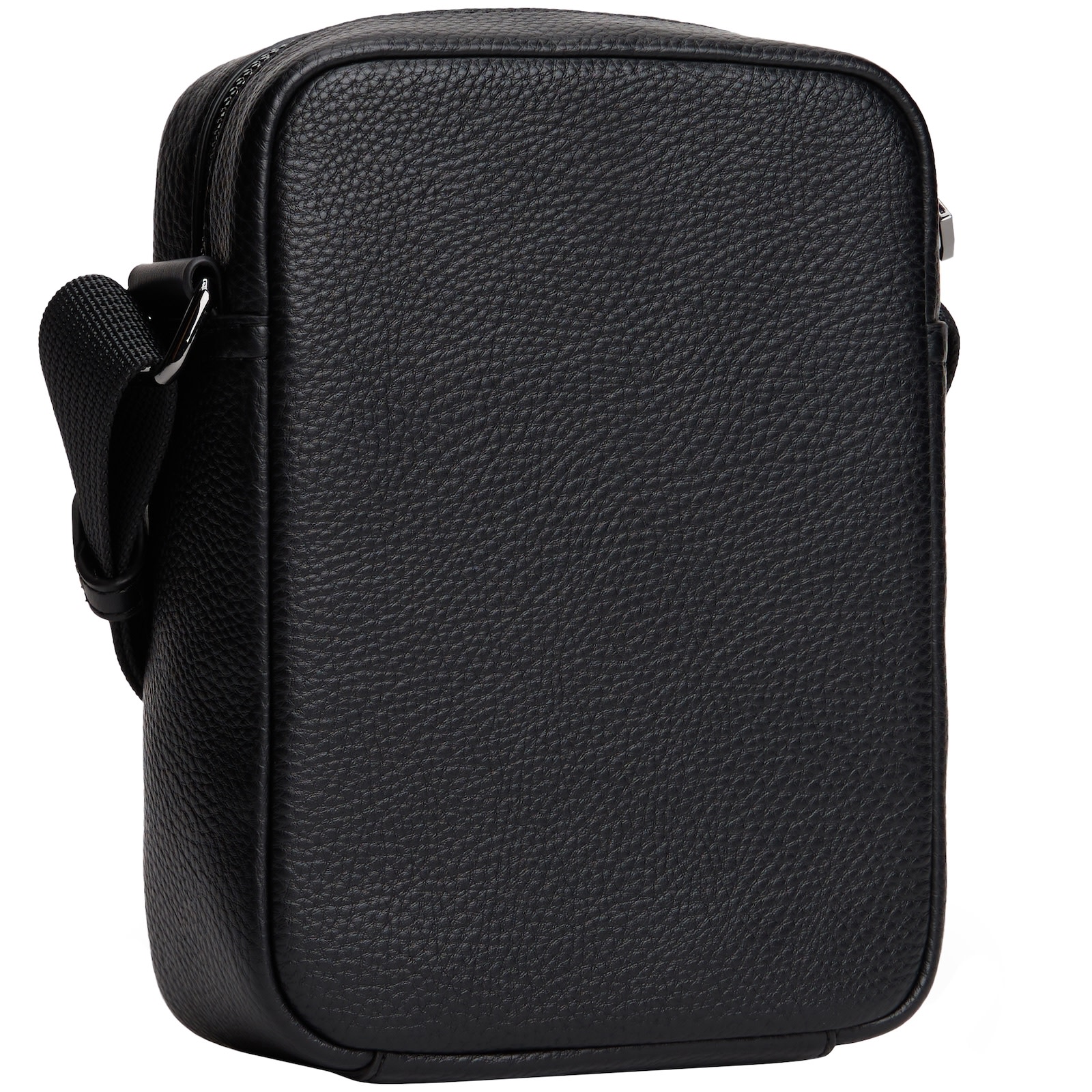 Tommy Hilfiger Logo Stripe Pebbled Mini Reporter Bag In Black
