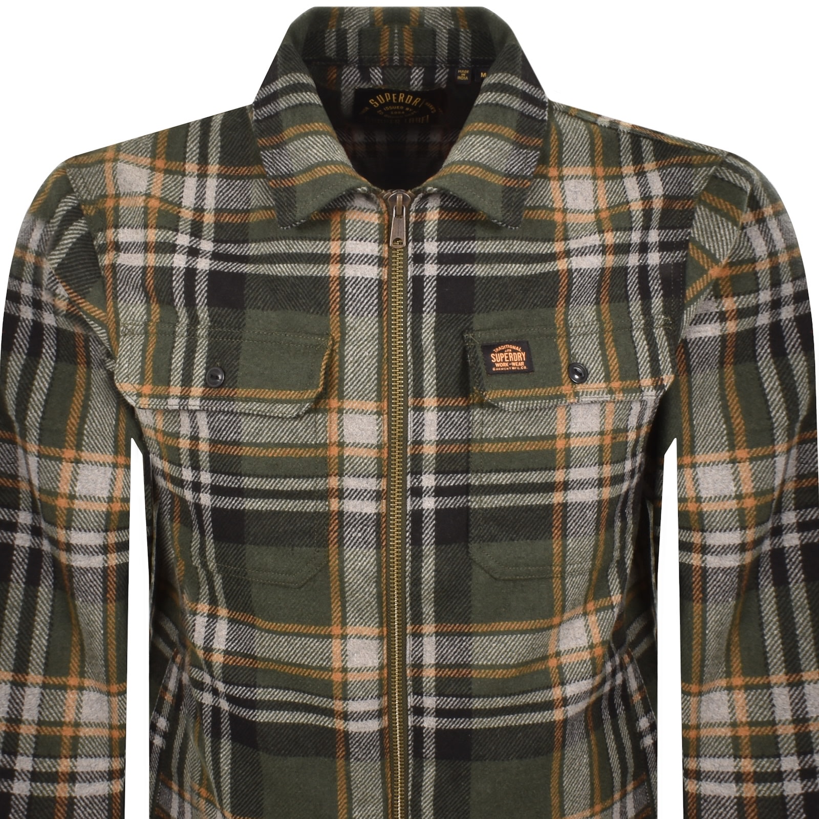 Superdry Vintage Wool Miller Overshirt Green In Multi