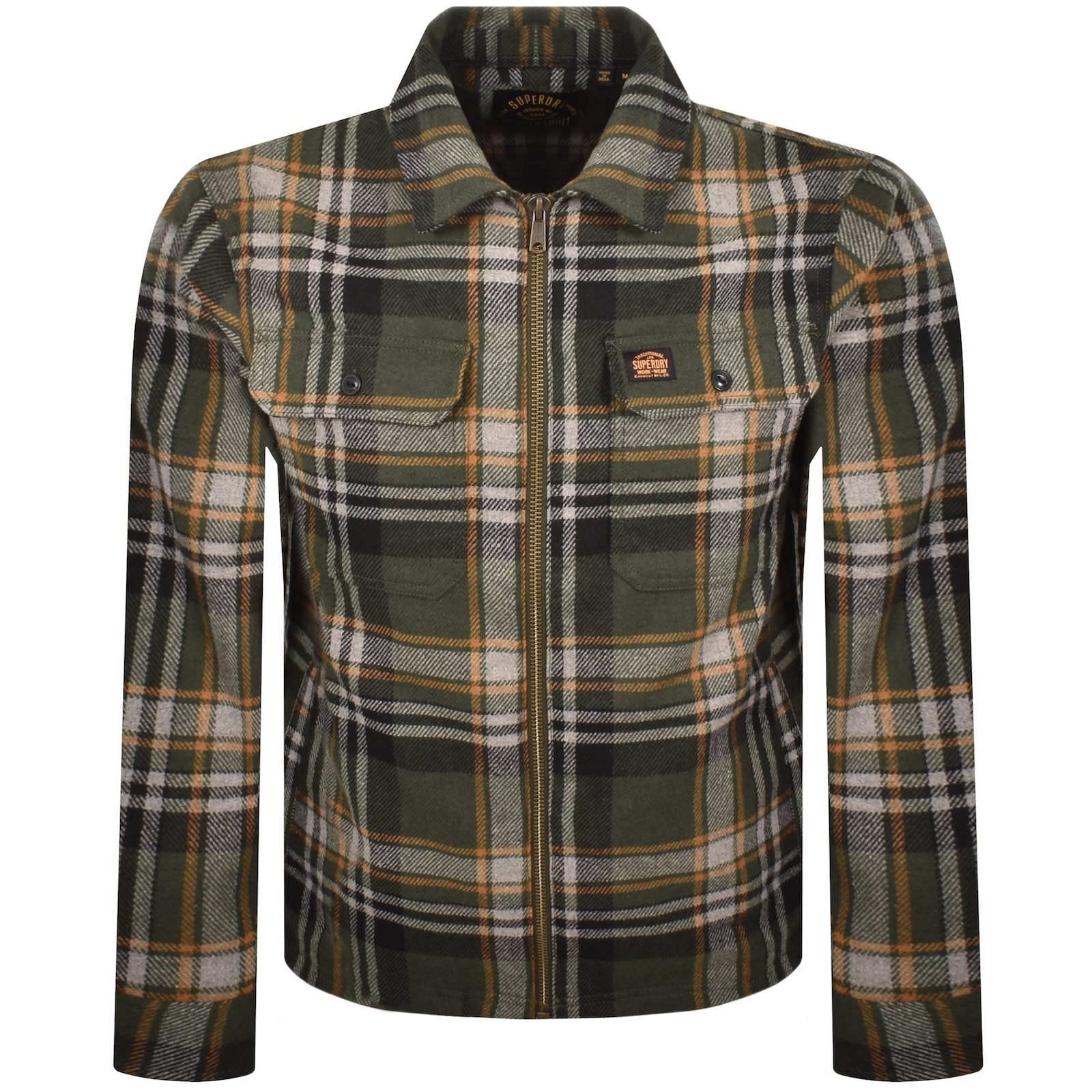 Superdry Vintage Wool Miller Overshirt Green In Multi