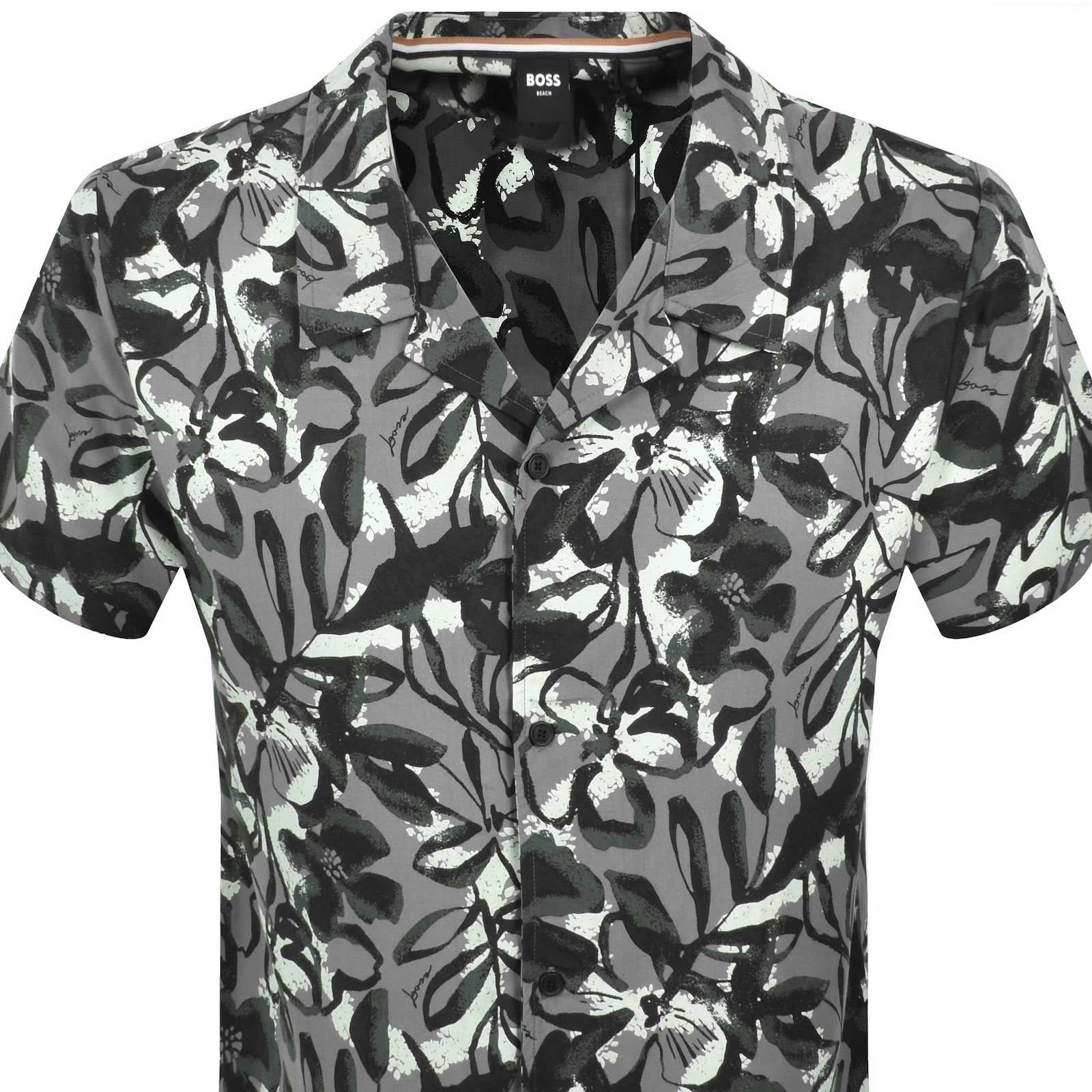 Hugo Boss Boss Short Sleeve Beach Shirt Grey In Animal Print