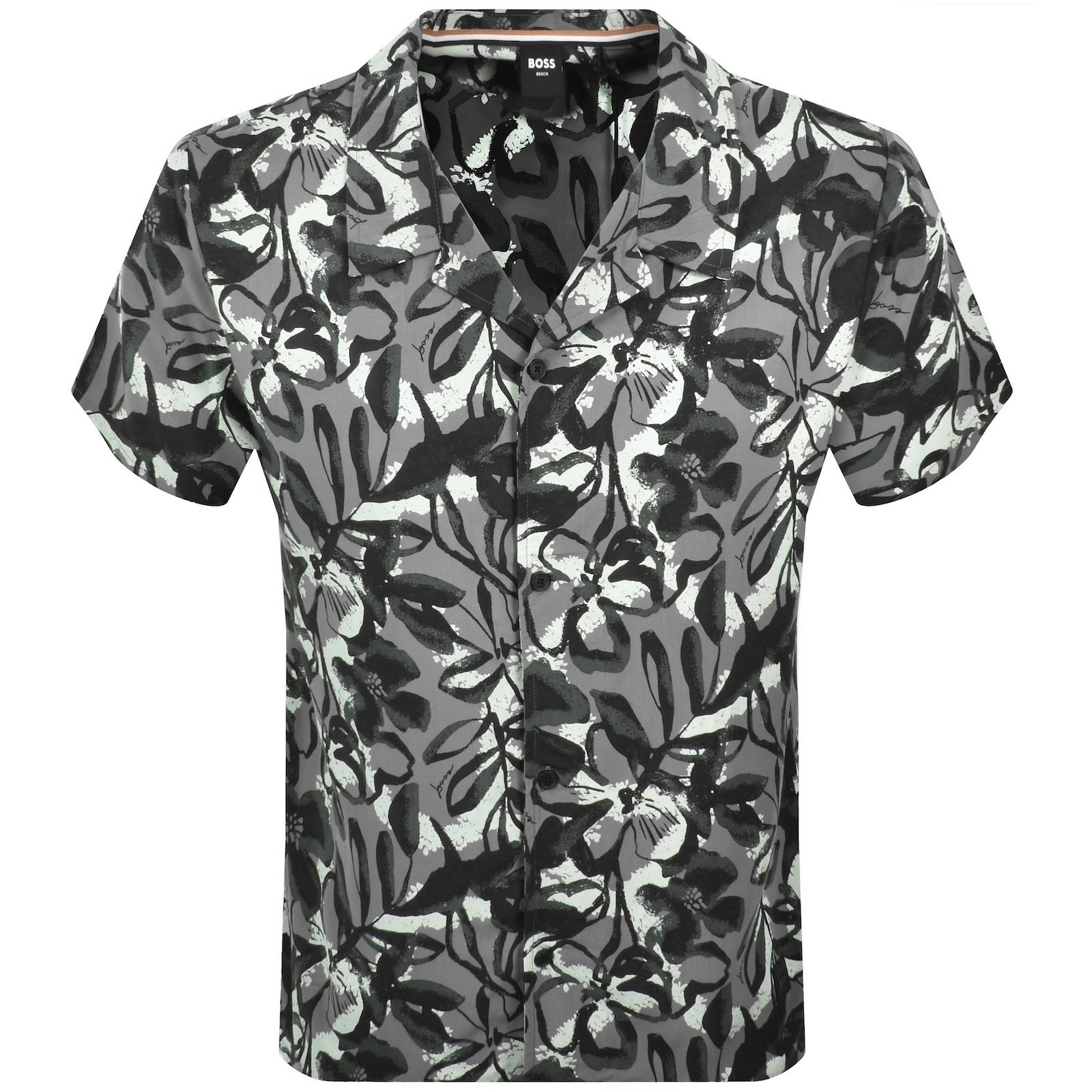 Hugo Boss Boss Short Sleeve Beach Shirt Grey In Animal Print