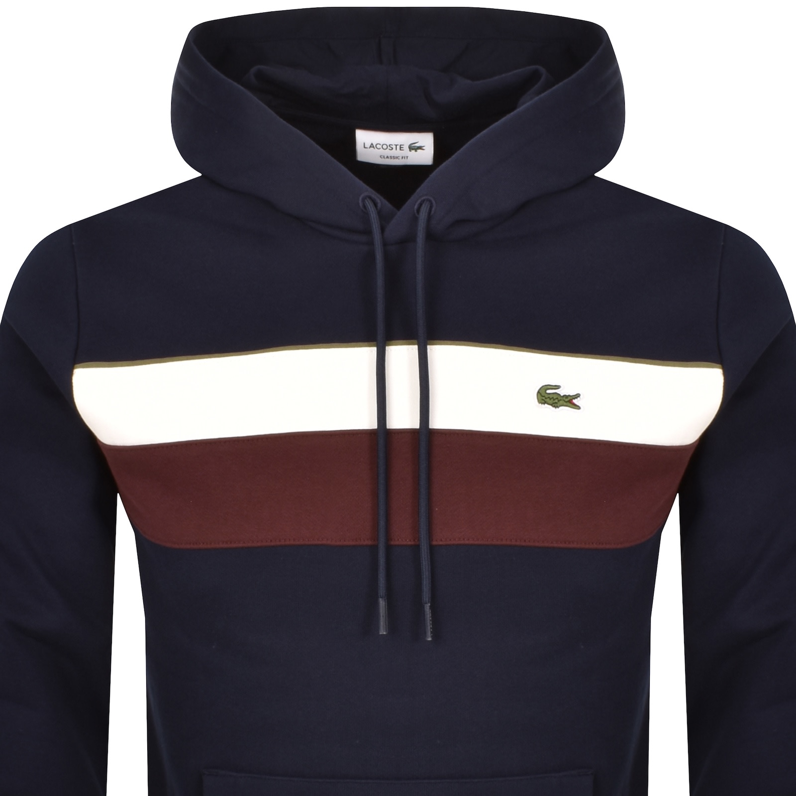 Lacoste Colour Block Pullover Hoodie Navy In Blue