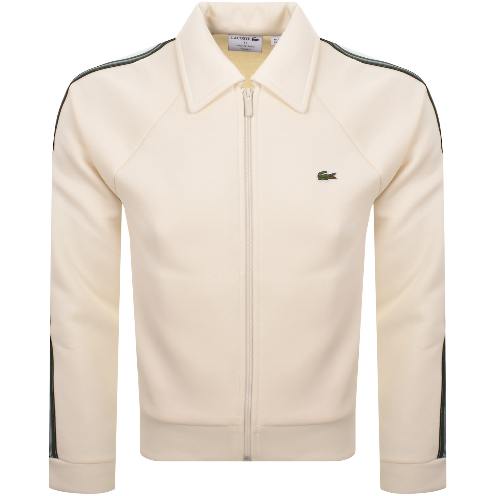 Lacoste Full Zip Collared Tracksuit Top Cream In Neutral