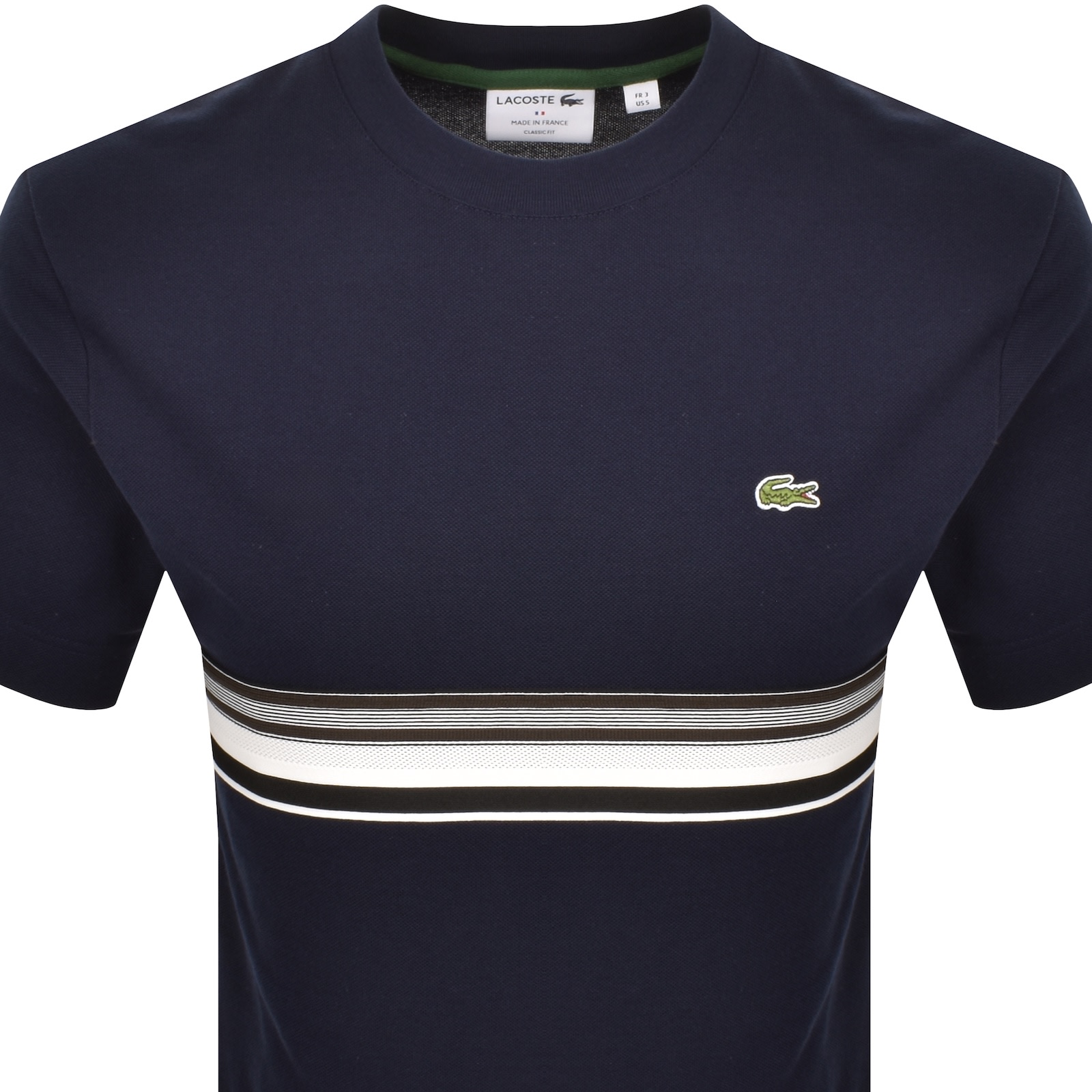 Lacoste Block Stripe T Shirt Navy In Blue