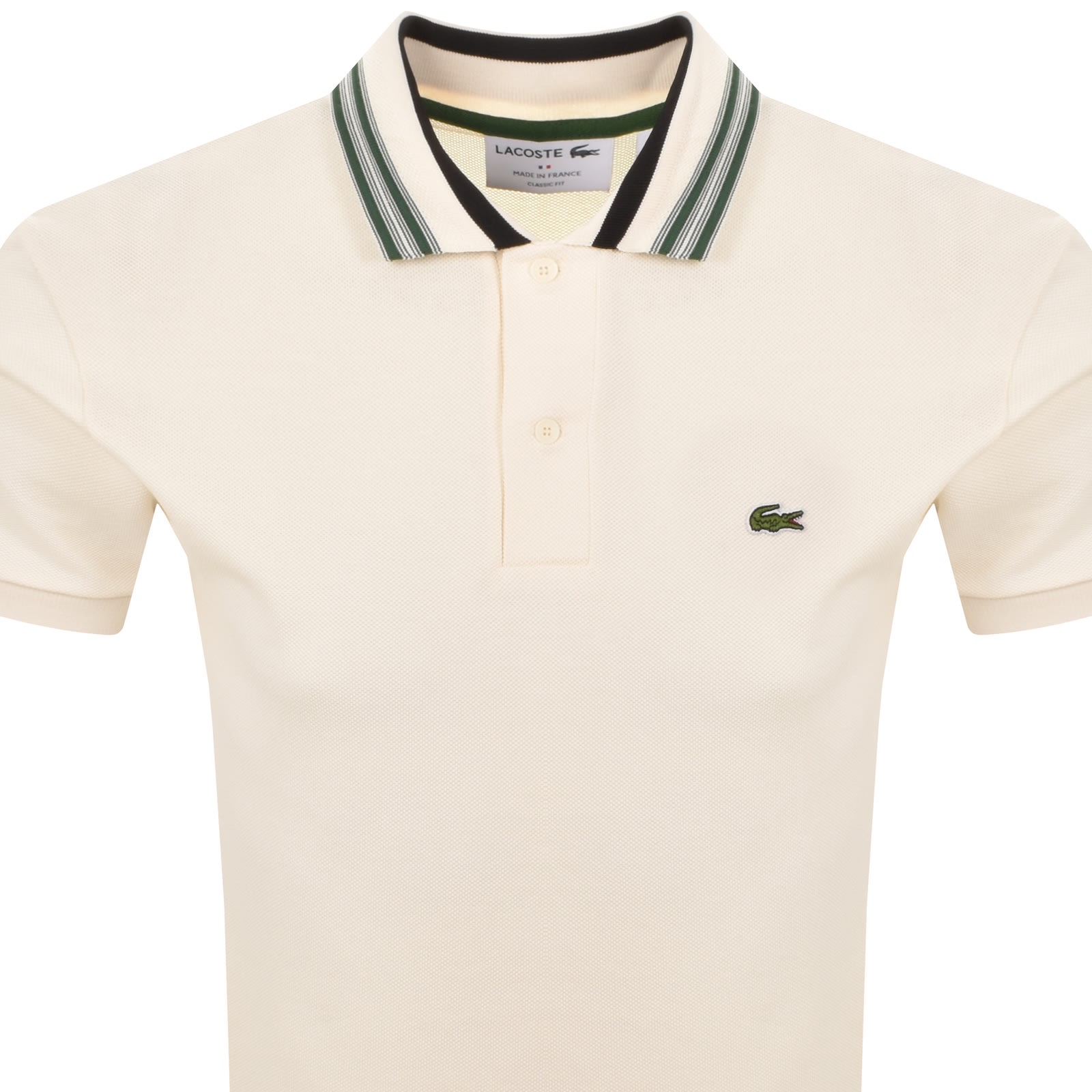 Lacoste Contrast Collar Polo T Shirt Cream In White