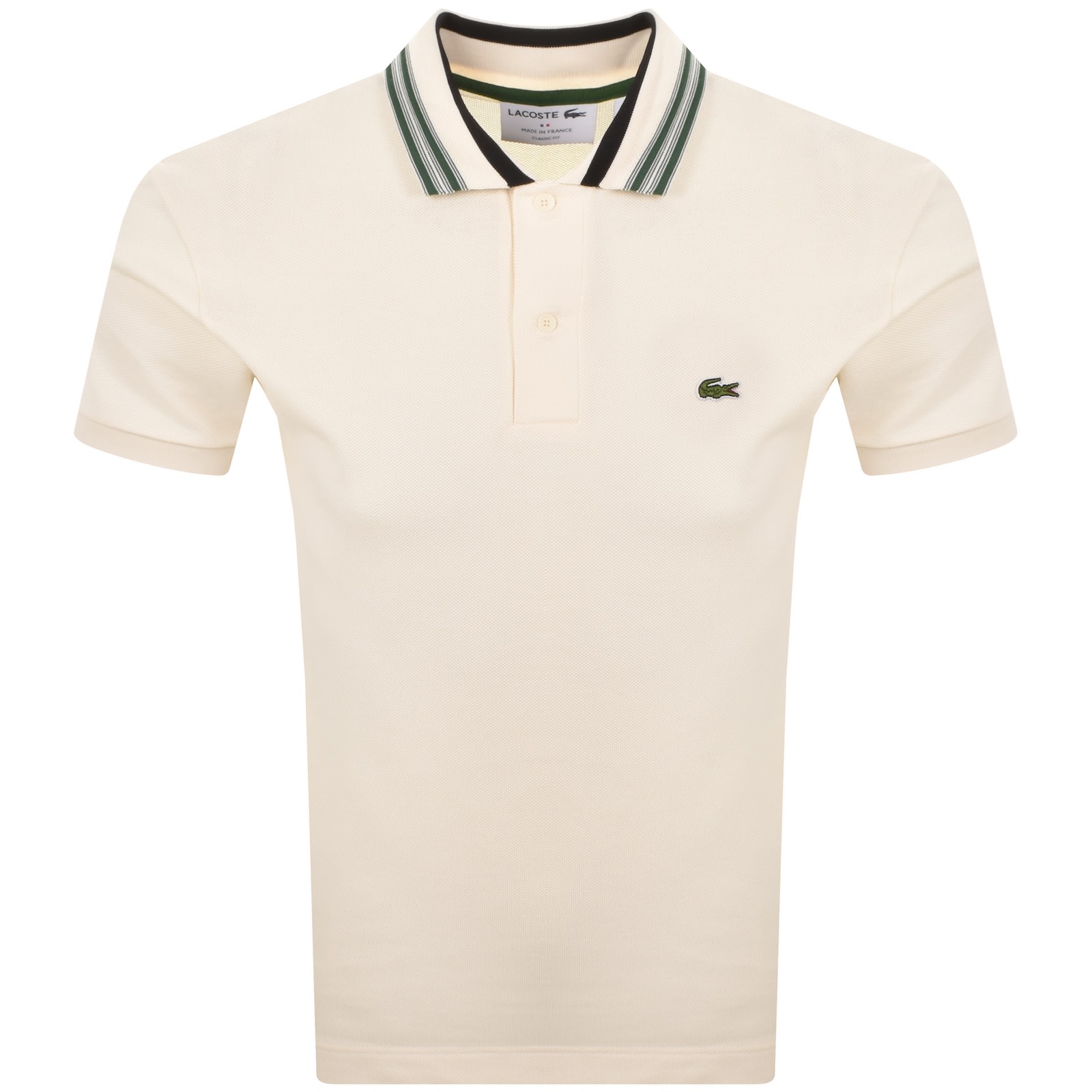 Lacoste Contrast Collar Polo T Shirt Cream In White