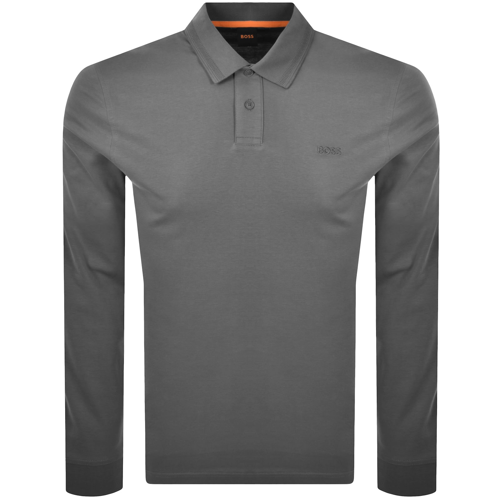 Boss Casual Boss Interlock Long Sleeved Polo T Shirt Grey In Gray
