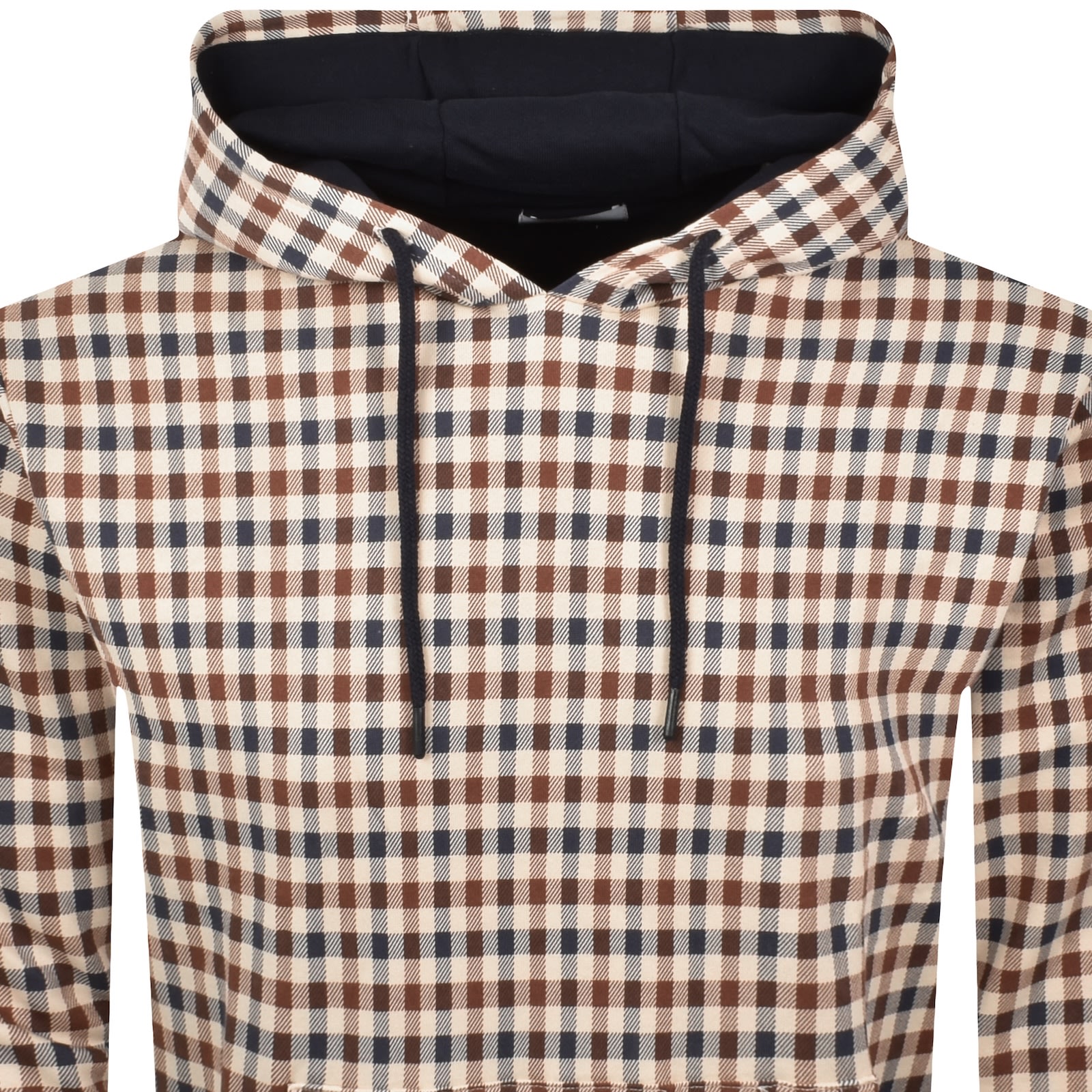 Aquascutum Check Club Hoodie Navy In Blue