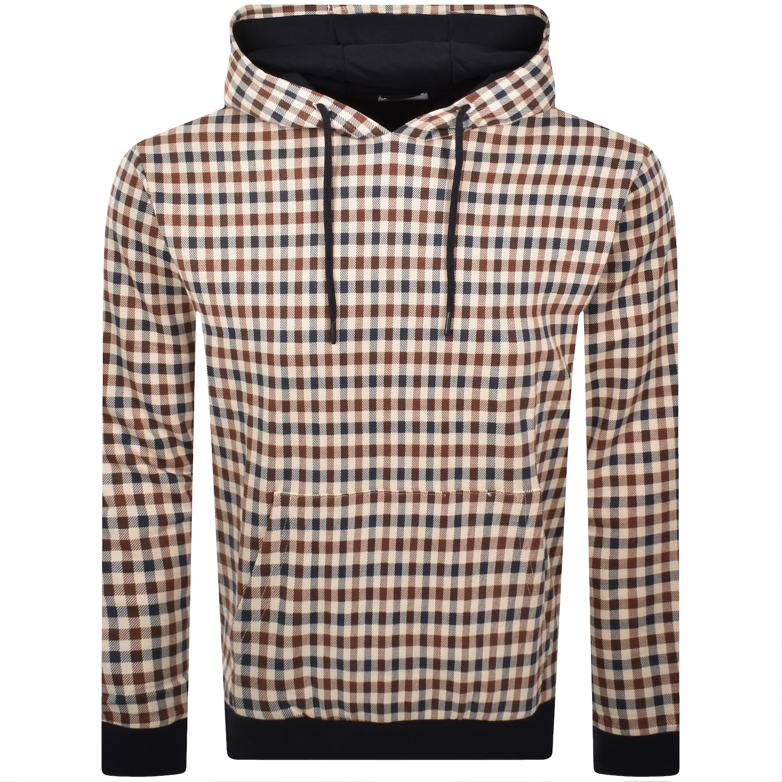 Aquascutum Check Club Hoodie Navy In Blue