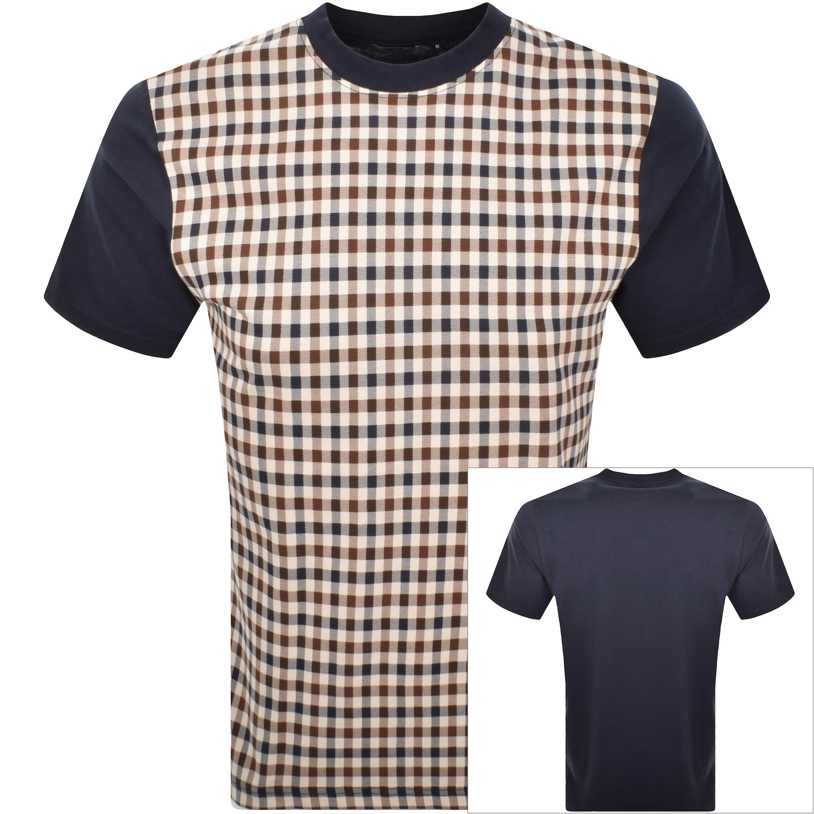 Aquascutum Check T Shirt Navy In Blue