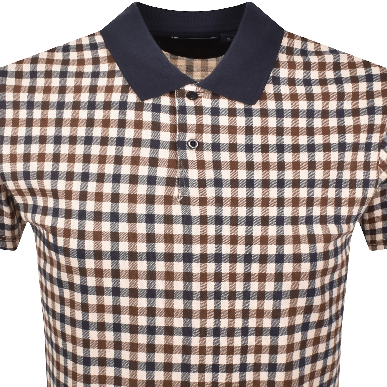 Aquascutum Check Polo T Shirt Navy In Neutral