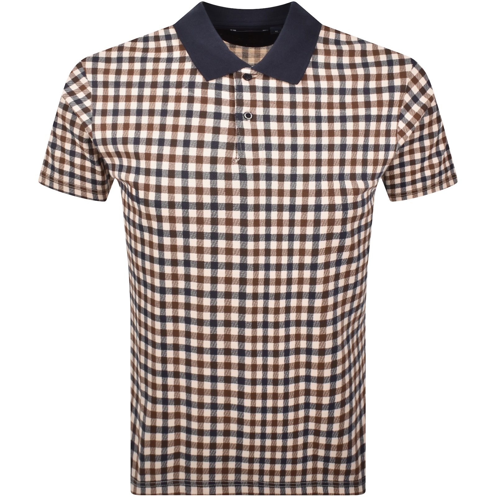 Aquascutum Check Polo T Shirt Navy In Neutral