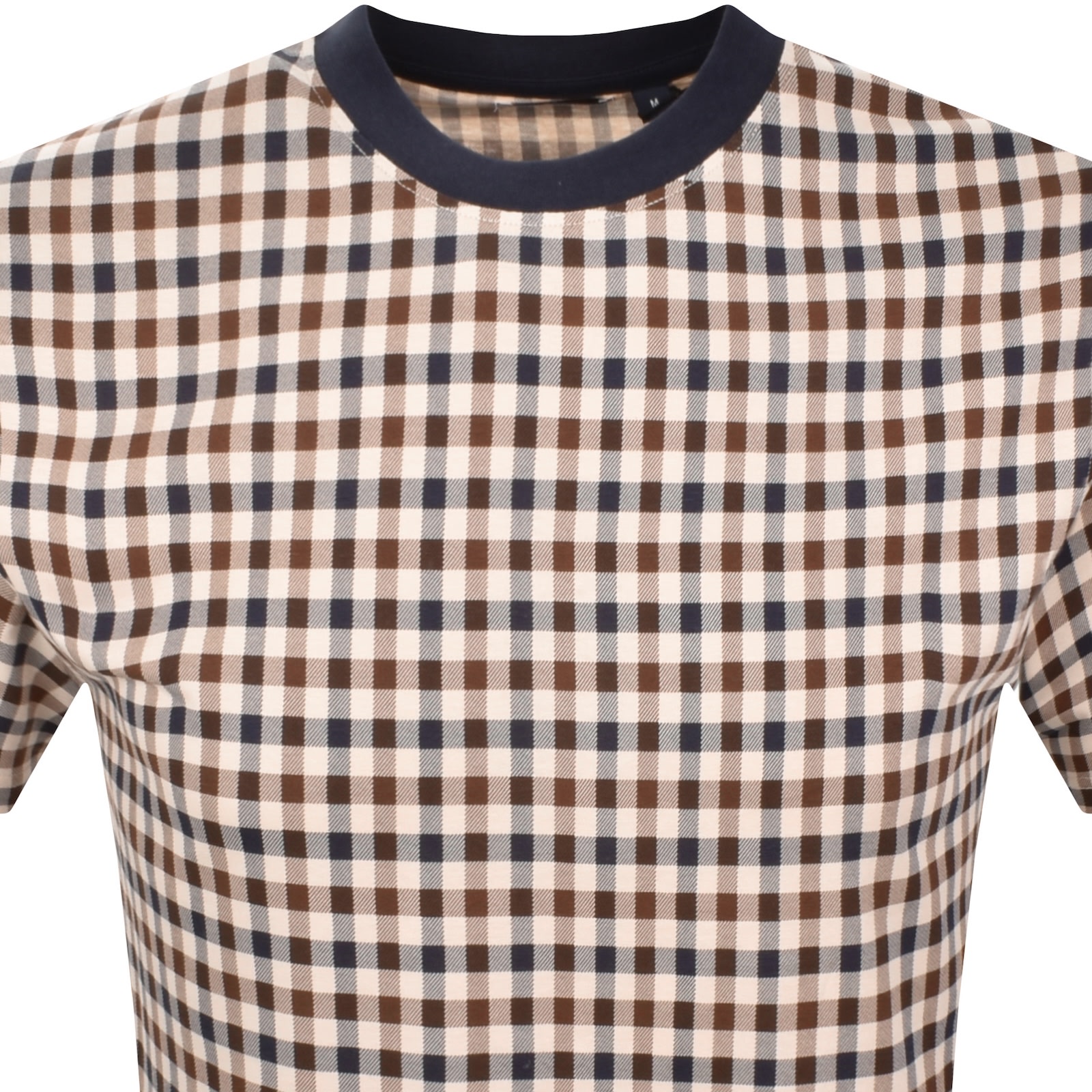 Aquascutum Check T Shirt Navy In Neutral