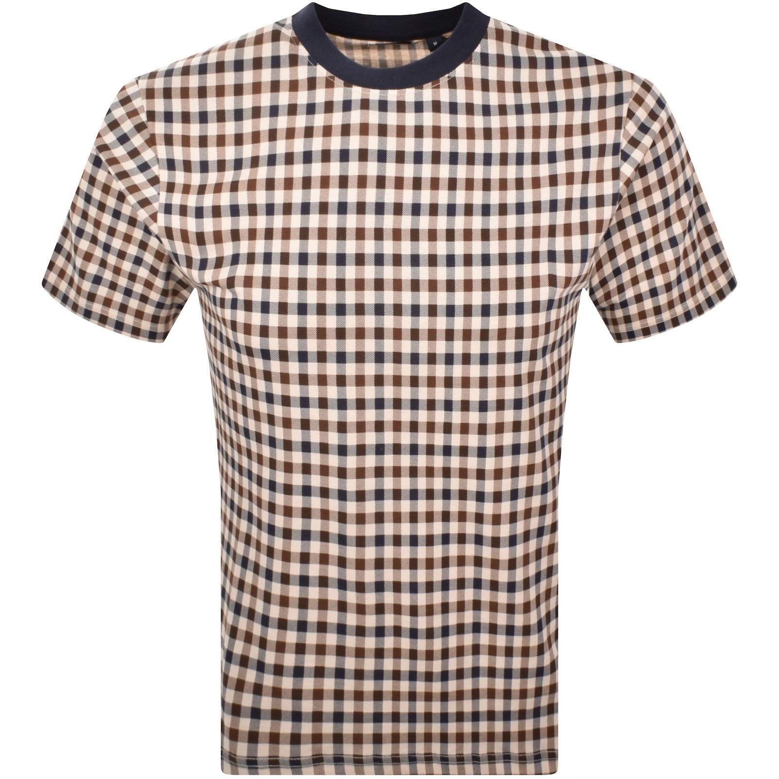 Aquascutum Check T Shirt Navy In Neutral