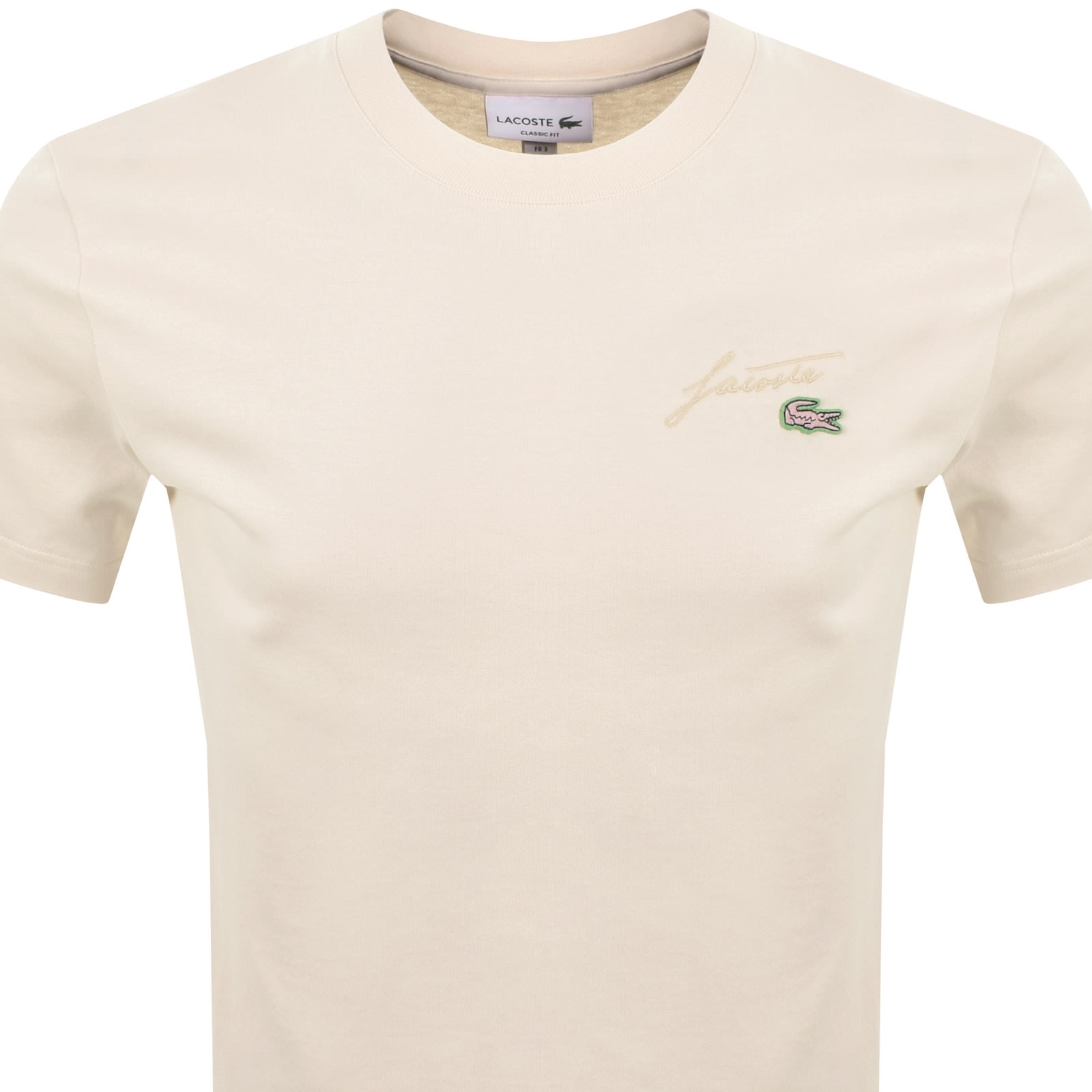 Lacoste Double Logo T Shirt Cream In Neutral