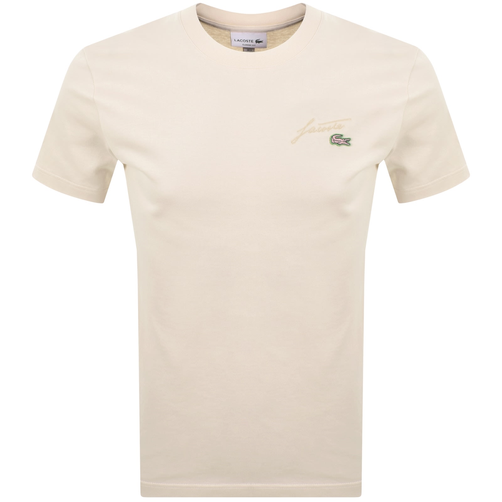 Lacoste Double Logo T Shirt Cream In Neutral