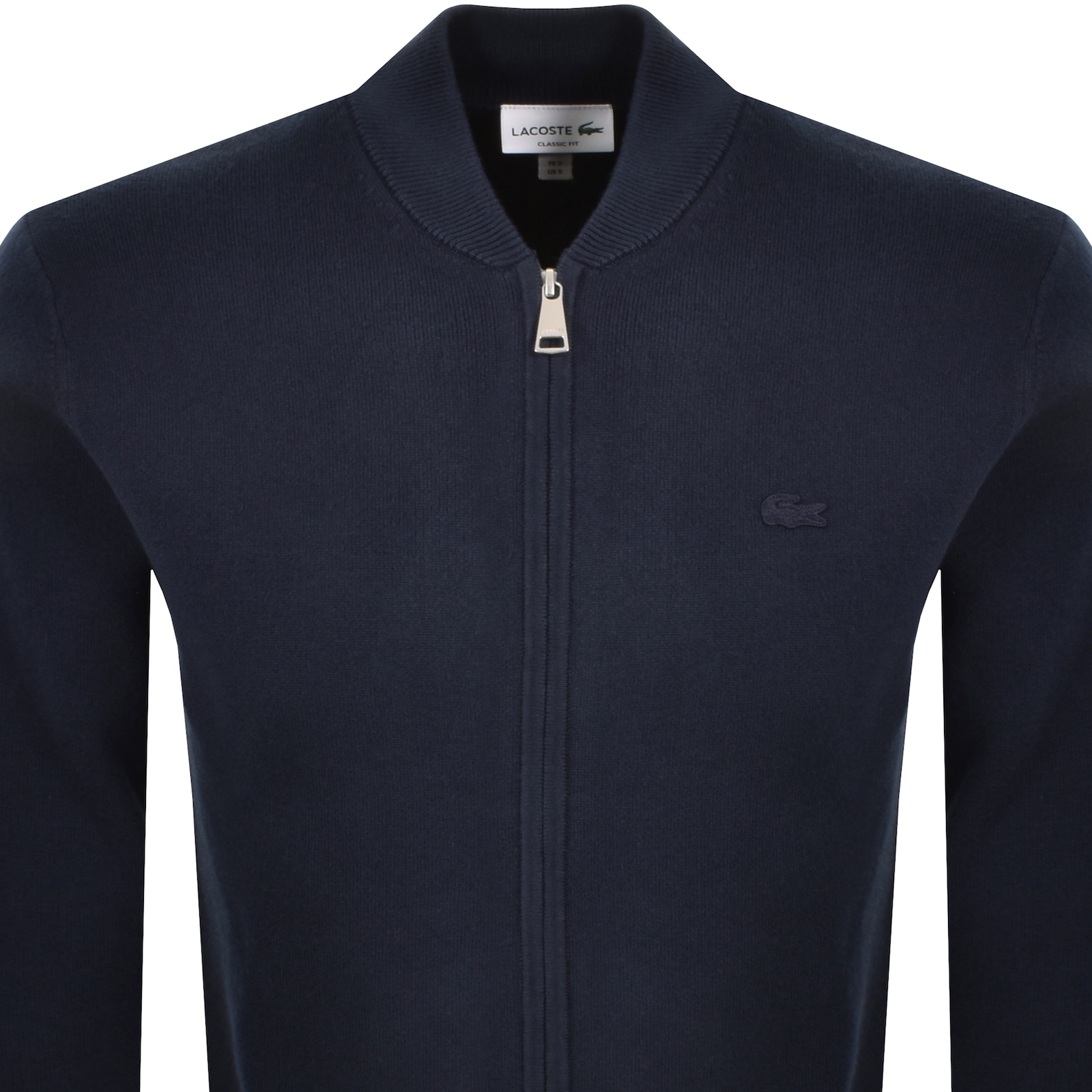 Lacoste Full Zip Knit Jumper Navy In Blue
