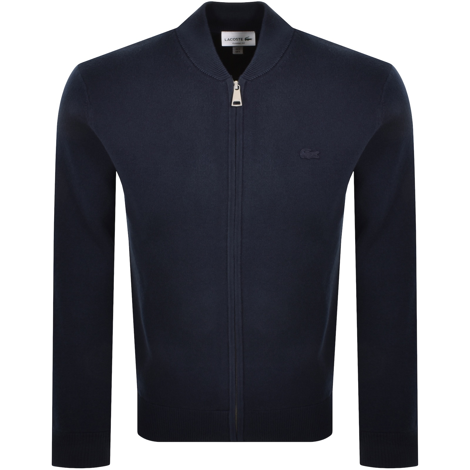 Lacoste Full Zip Knit Jumper Navy In Blue