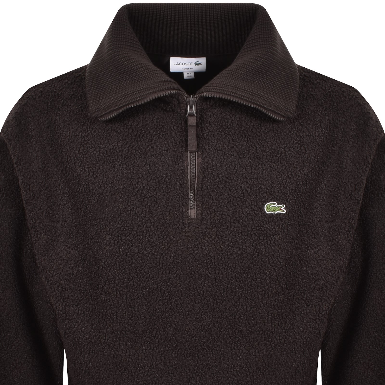 Lacoste Quarter Zip Knit Fleece Brown In Brown