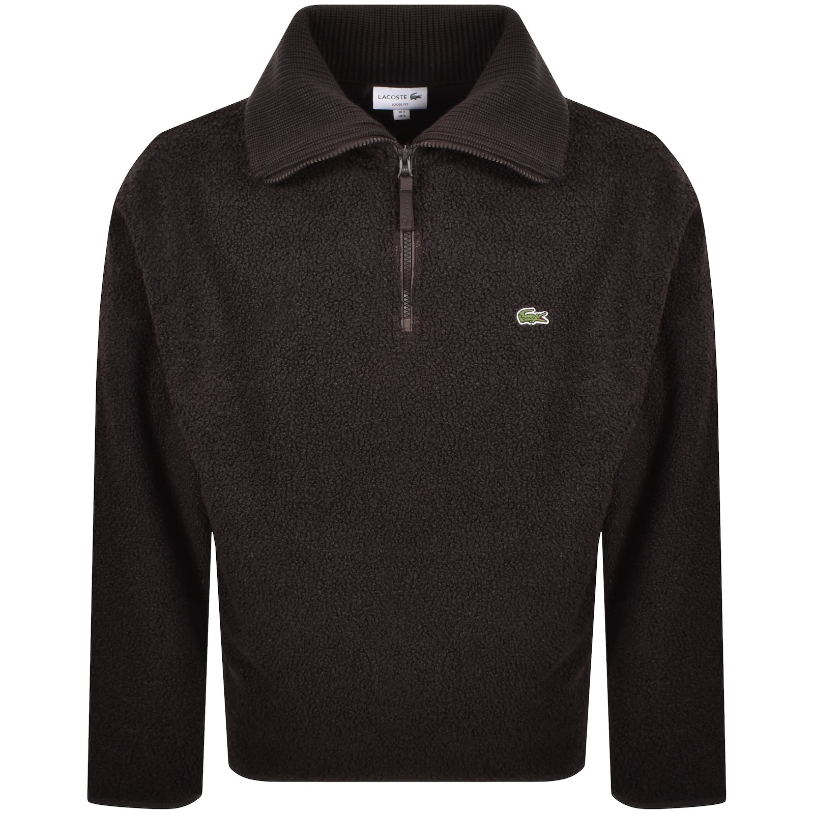 Lacoste Quarter Zip Knit Fleece Brown In Brown