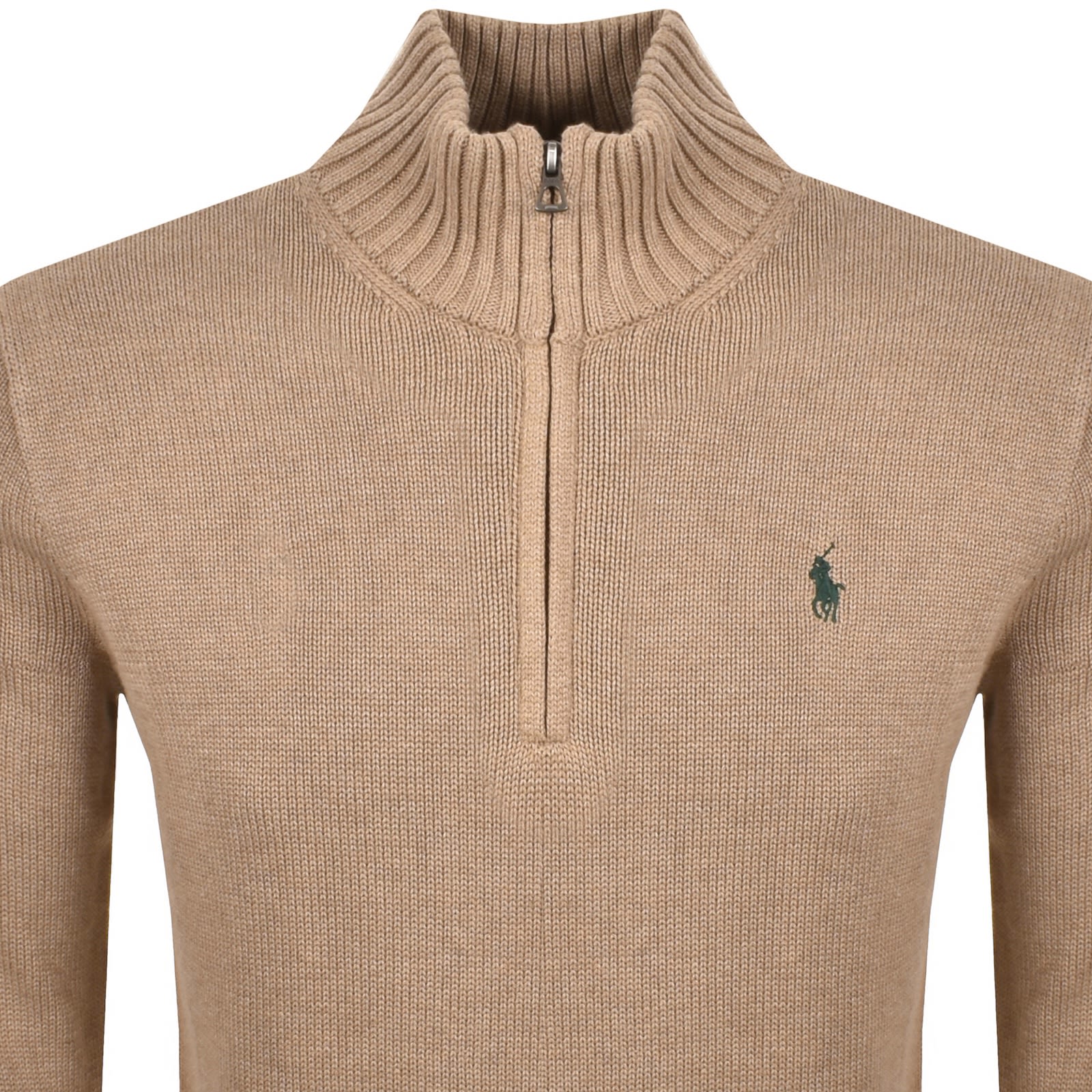 Ralph Lauren Half Zip Knit Jumper Bronze In Brown