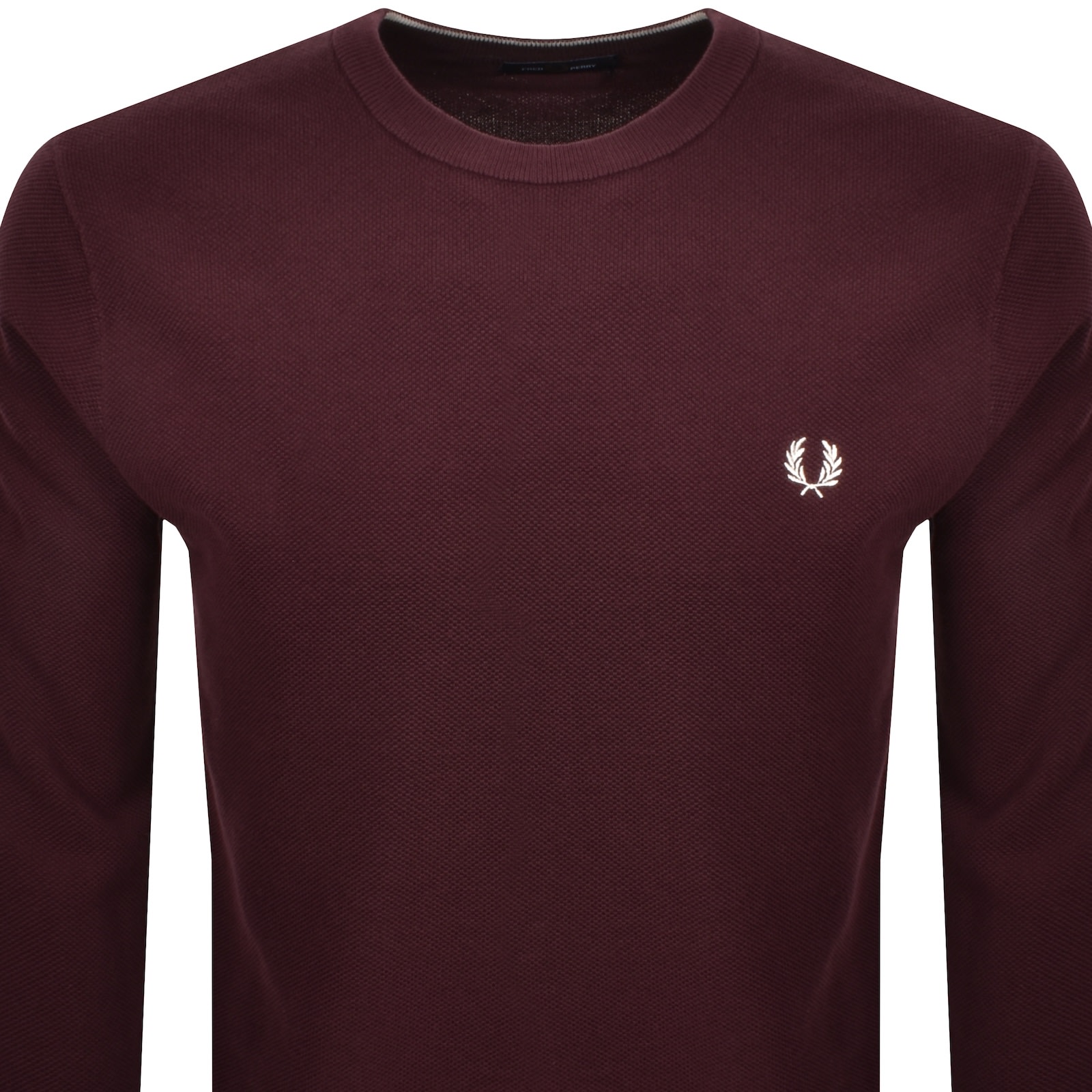 Fred Perry Pique Stitch Jumper Oxblood In Burgundy