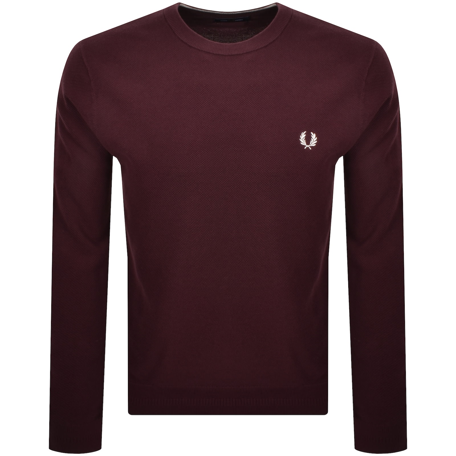 Fred Perry Pique Stitch Jumper Oxblood In Burgundy