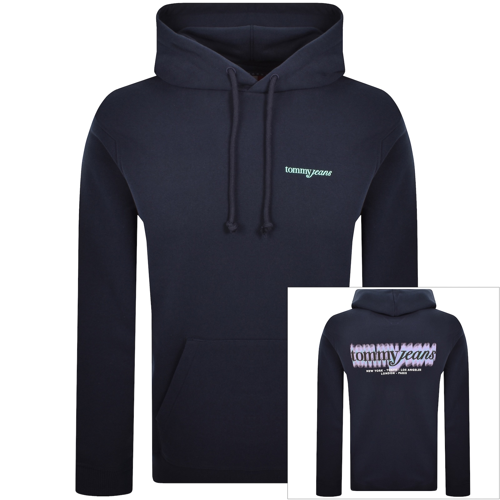 Tommy Jeans Blur Script Hoodie Navy In Blue