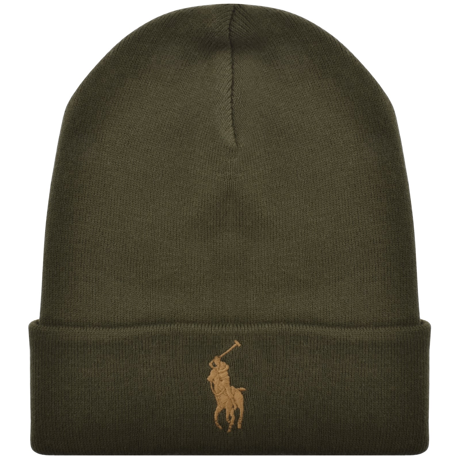 Ralph Lauren Beanie Hat Olive Green In Gray
