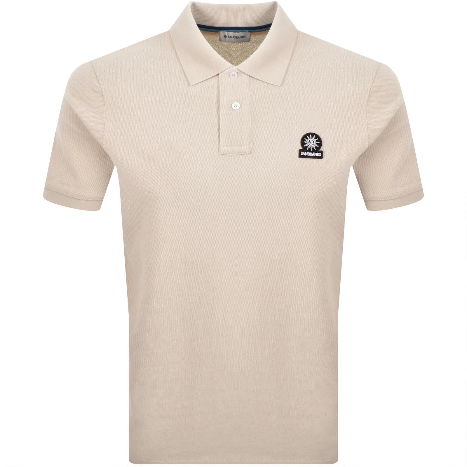 Sandbanks Badge Logo Polo T Shirt Stone In Brown