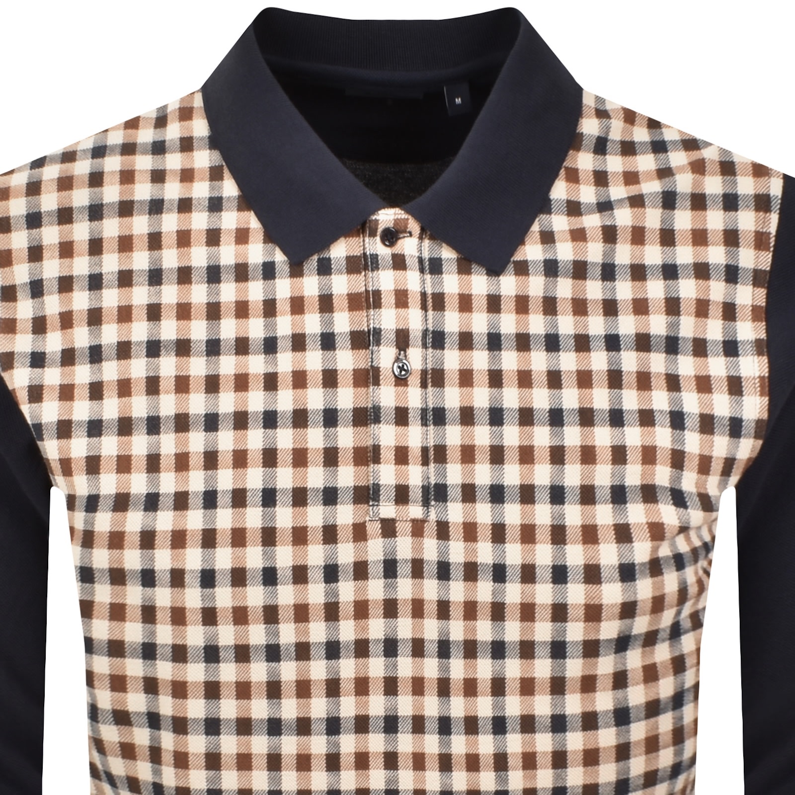 Aquascutum Check Front Polo Navy In Blue