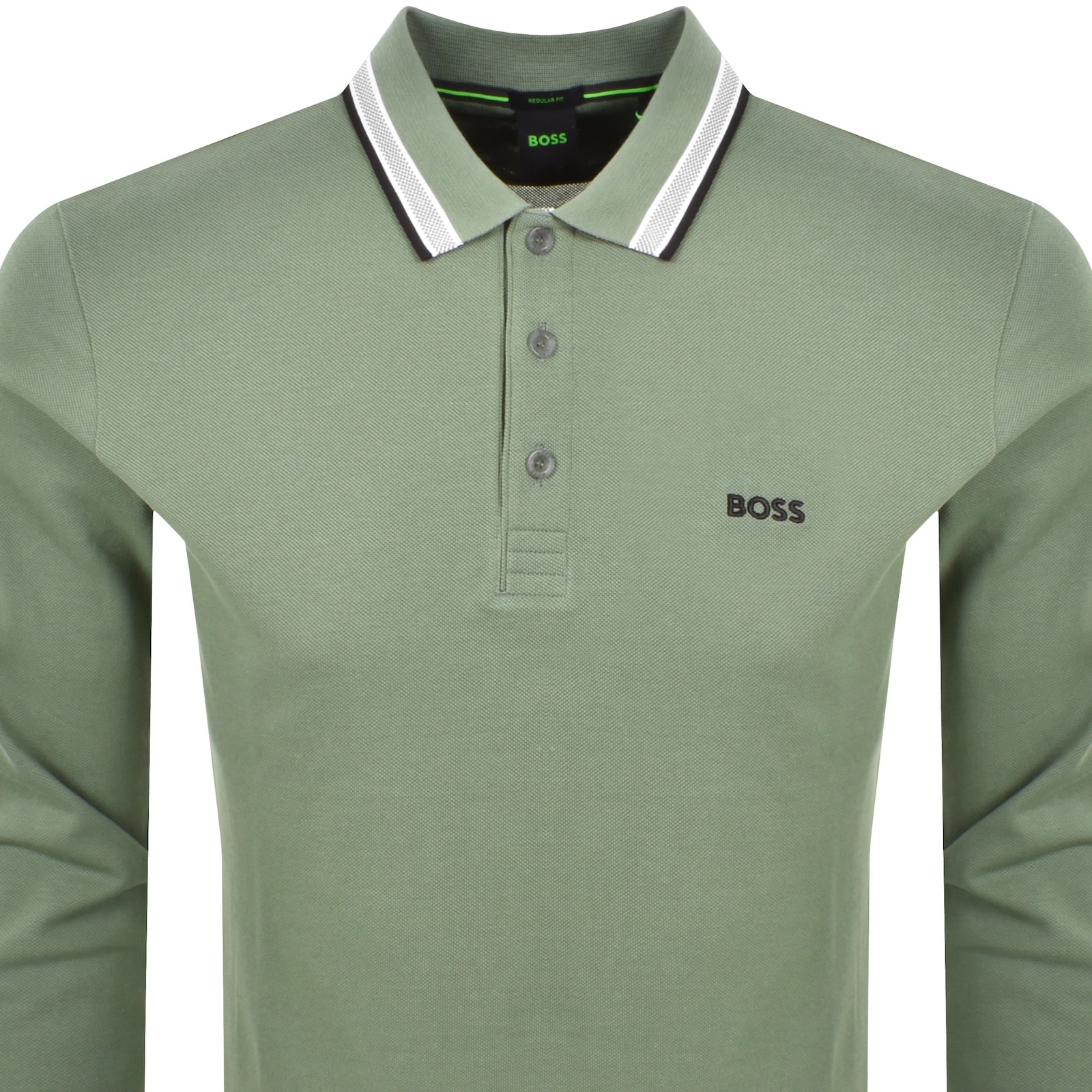Boss Athleisure Boss Plisy Long Sleeve Polo Green In Green