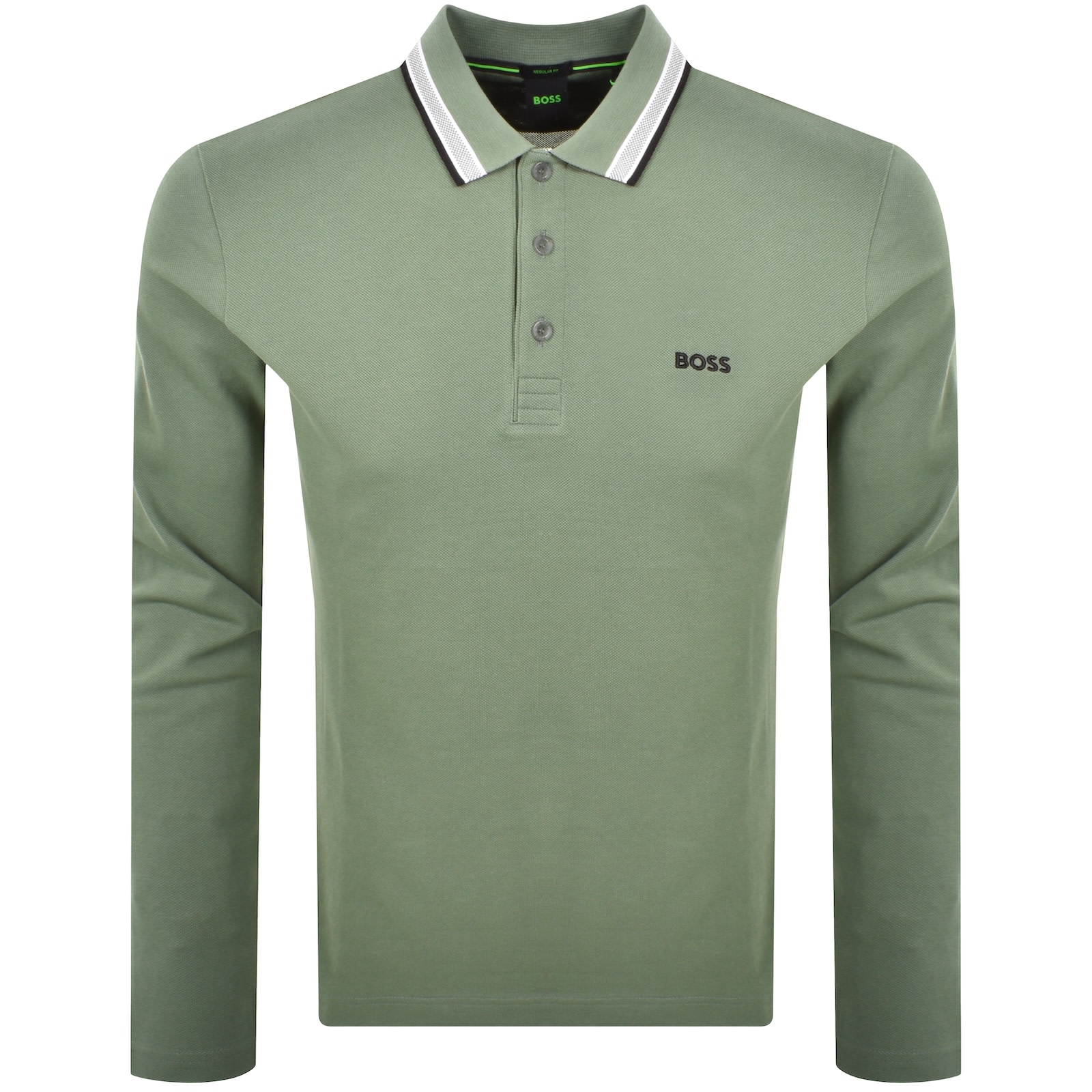 Boss Athleisure Boss Plisy Long Sleeve Polo Green In Green