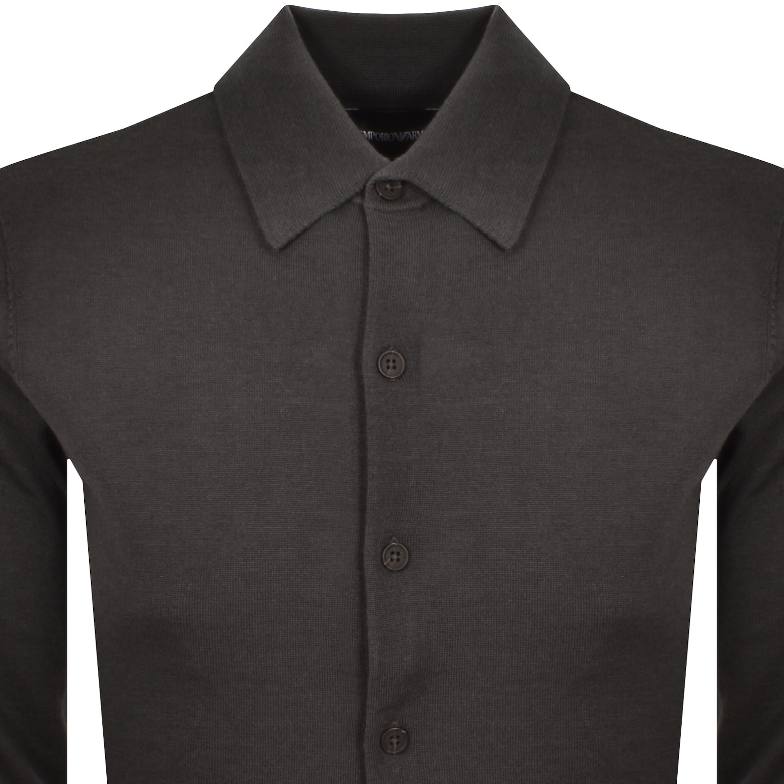 Armani Collezioni Emporio Armani Wool Button Through Polo Raven Grey In Gray