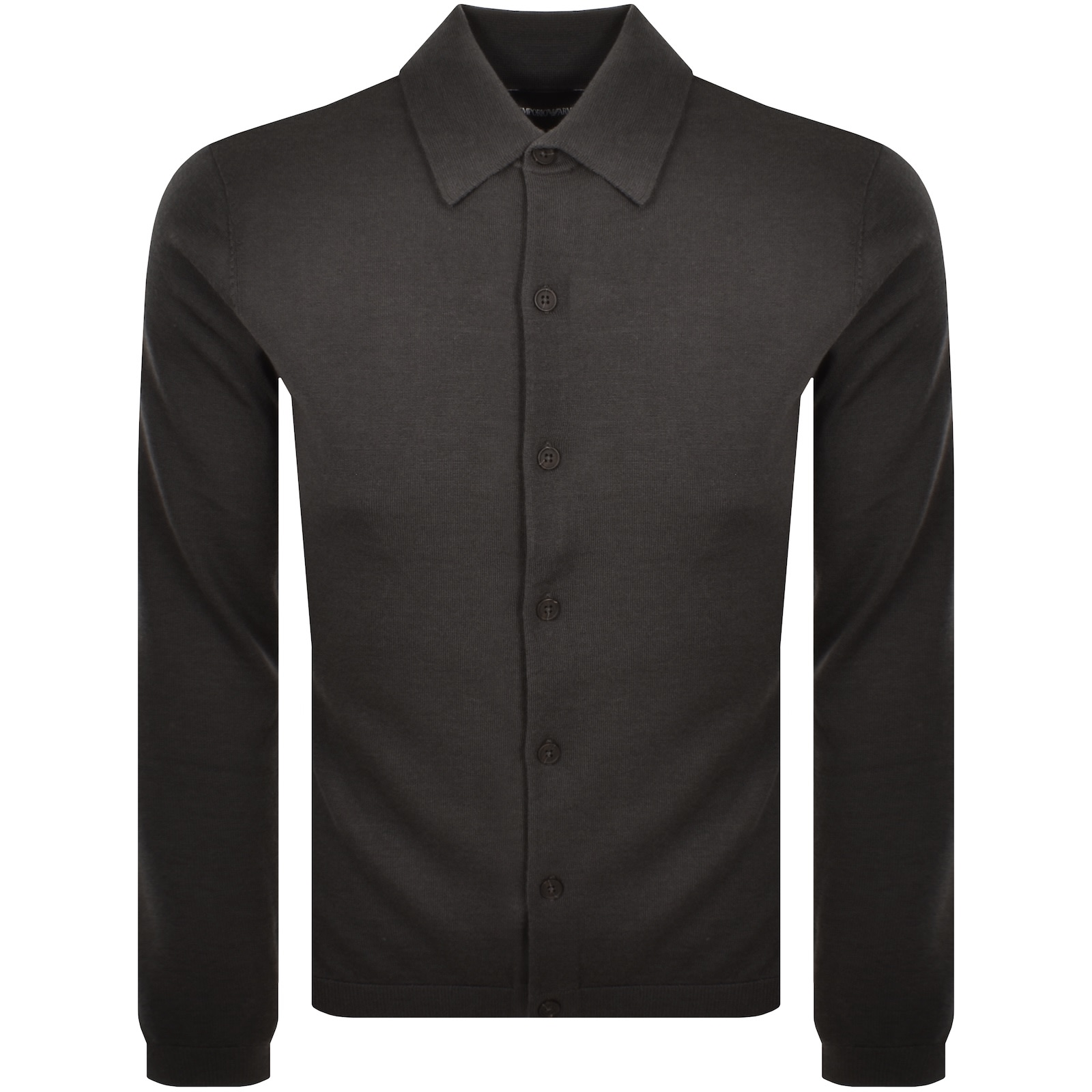 Armani Collezioni Emporio Armani Wool Button Through Polo Raven Grey In Gray