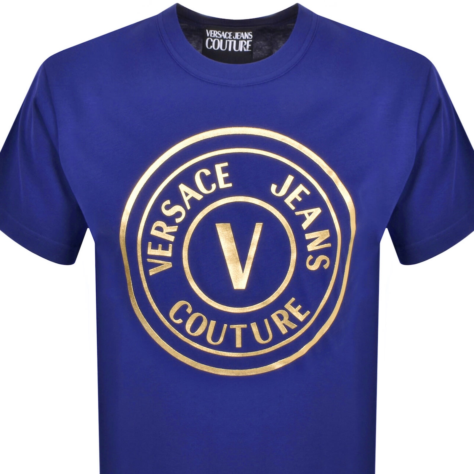 Versace Jeans Couture Foil Logo T Shirt Blue In Blue