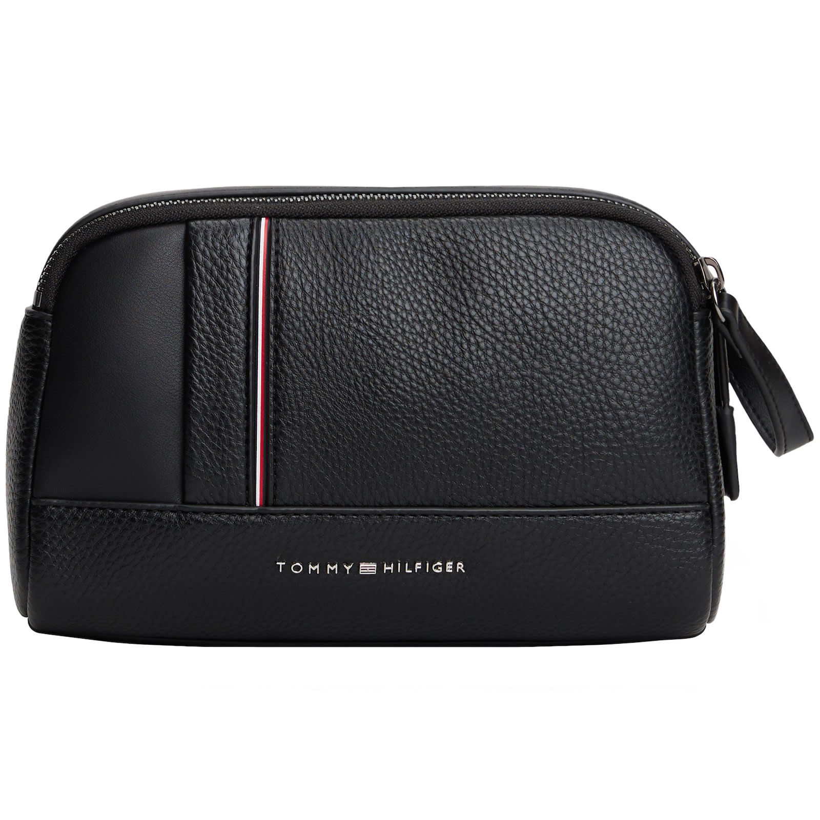 Tommy Hilfiger Stripe Zip Wash Bag In Black