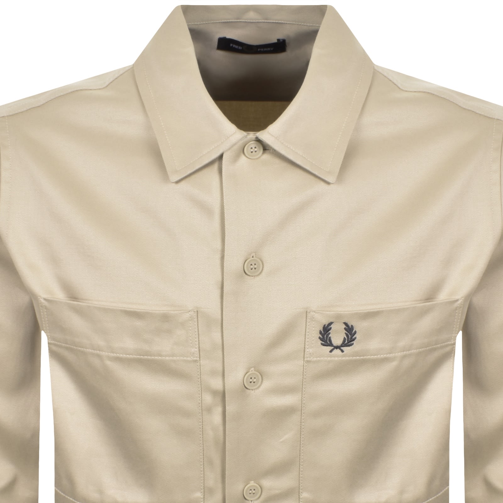 Fred Perry Twill Overshirt Beige In Pattern