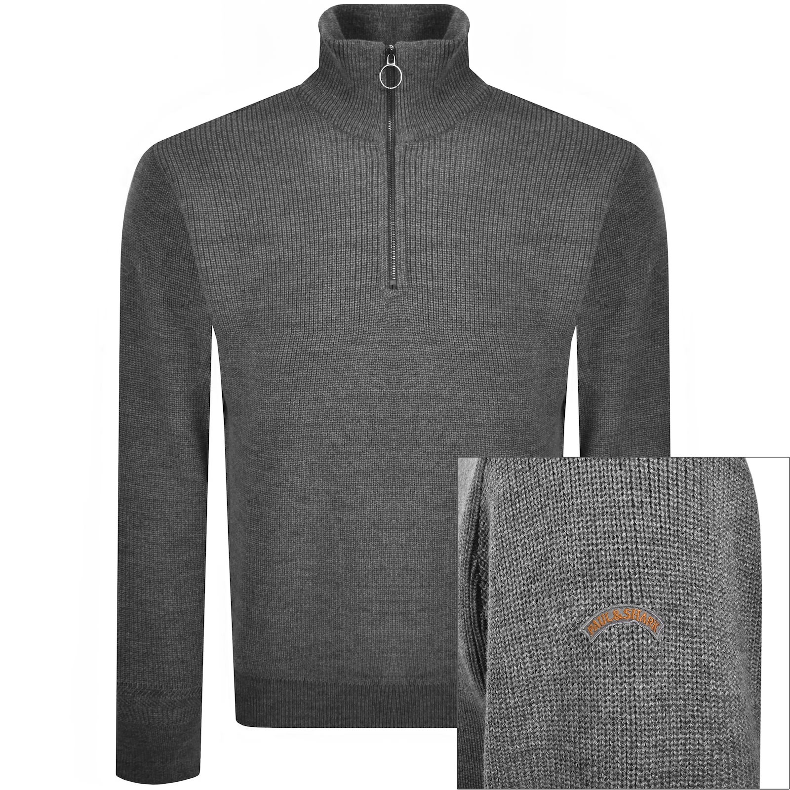 Paul & Shark Paul And Shark Moon Badge Knit Jumper Grey In Gray