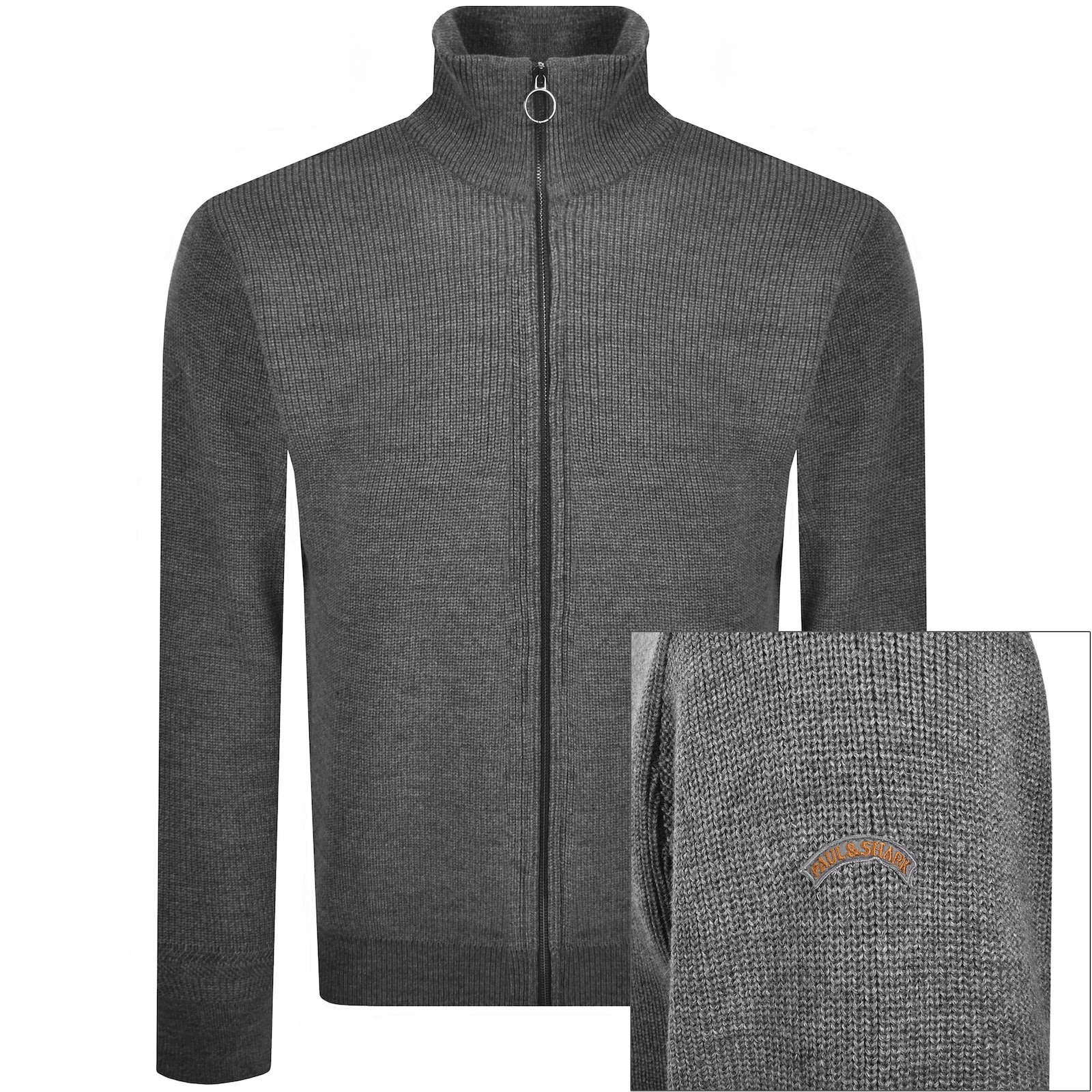 Paul & Shark Paul And Shark Moon Badge Knit Jumper Grey In Gray