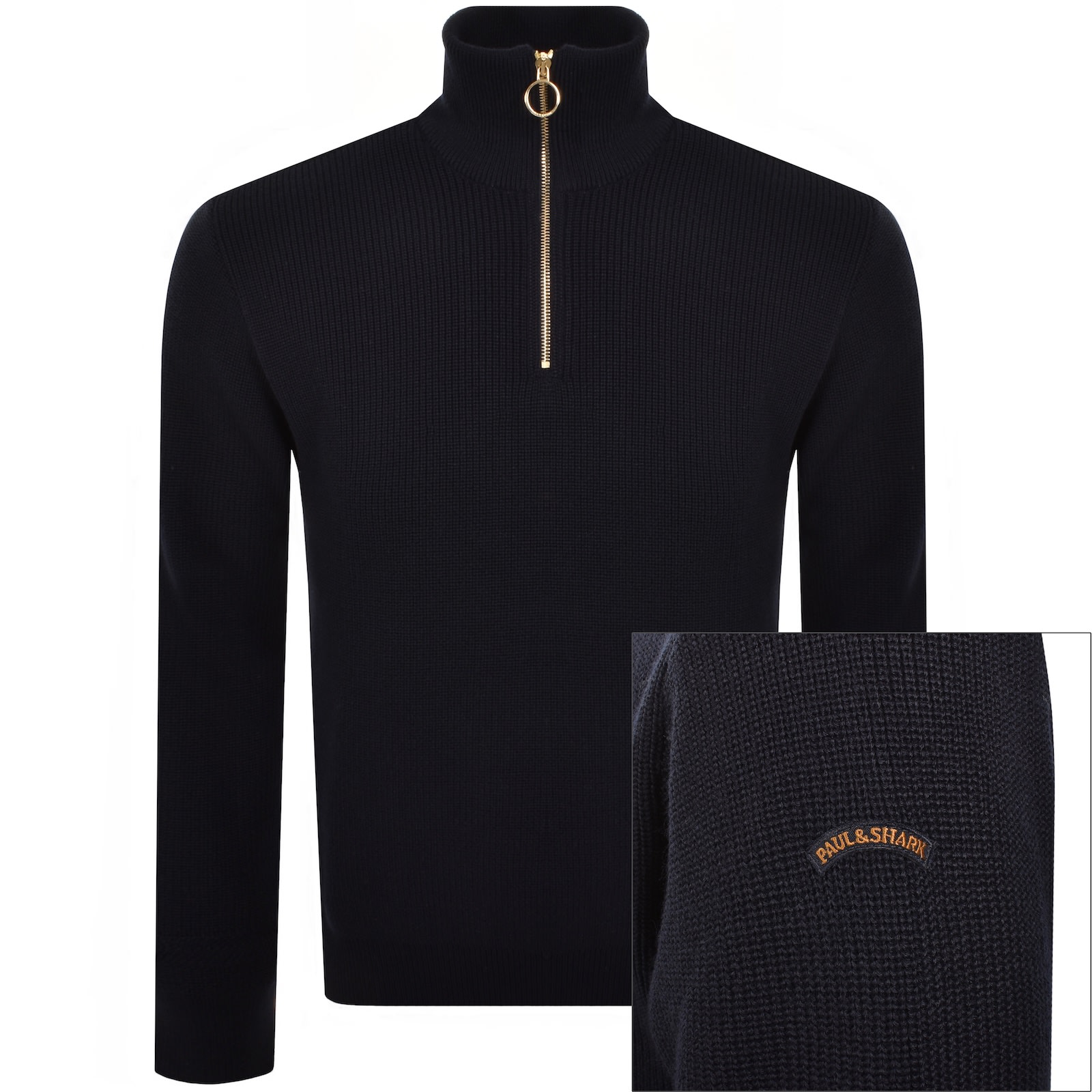 Paul & Shark Paul And Shark Moon Badge Knit Jumper Navy In Black