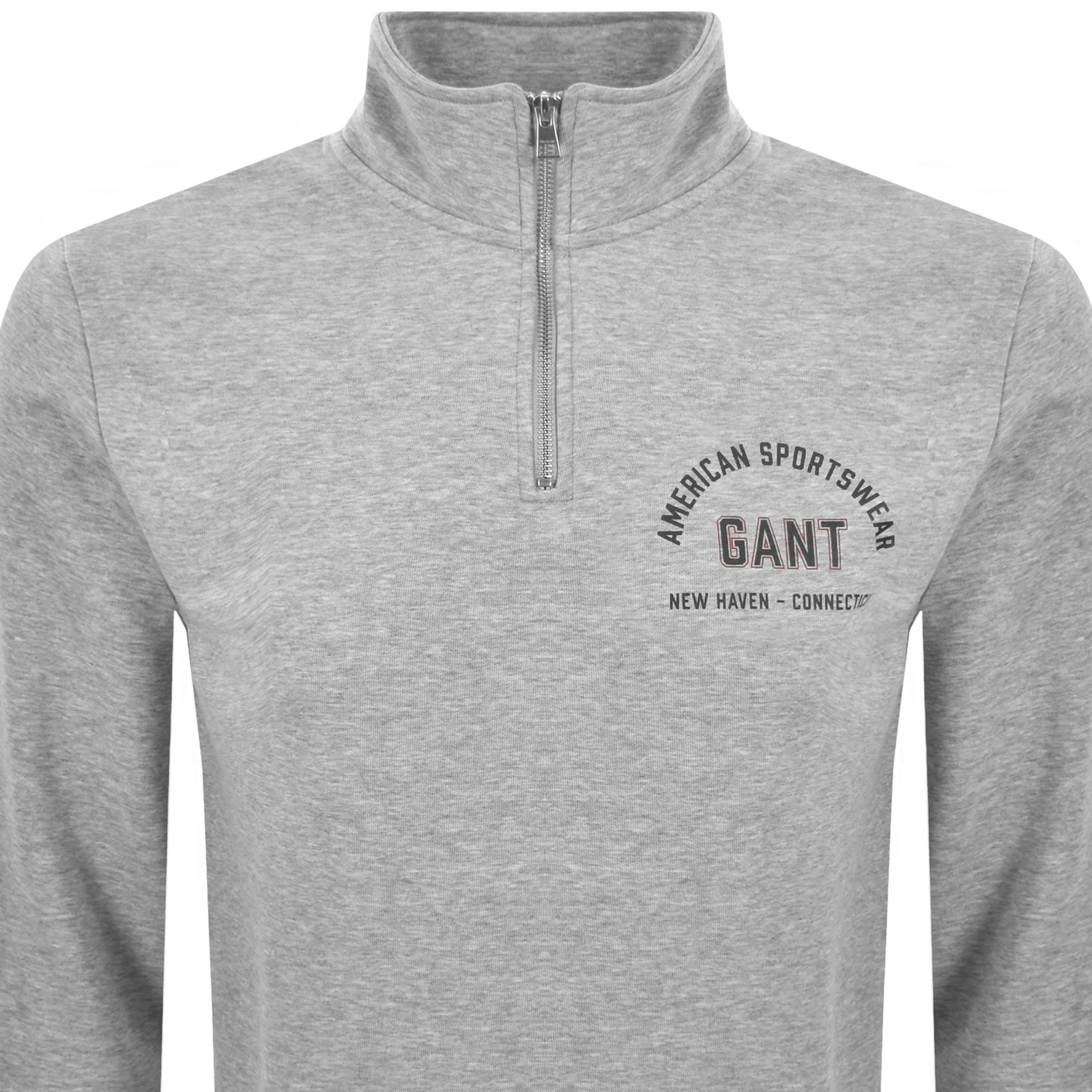 Gant Graphic Half Zip Sweatshirt Grey In Gray