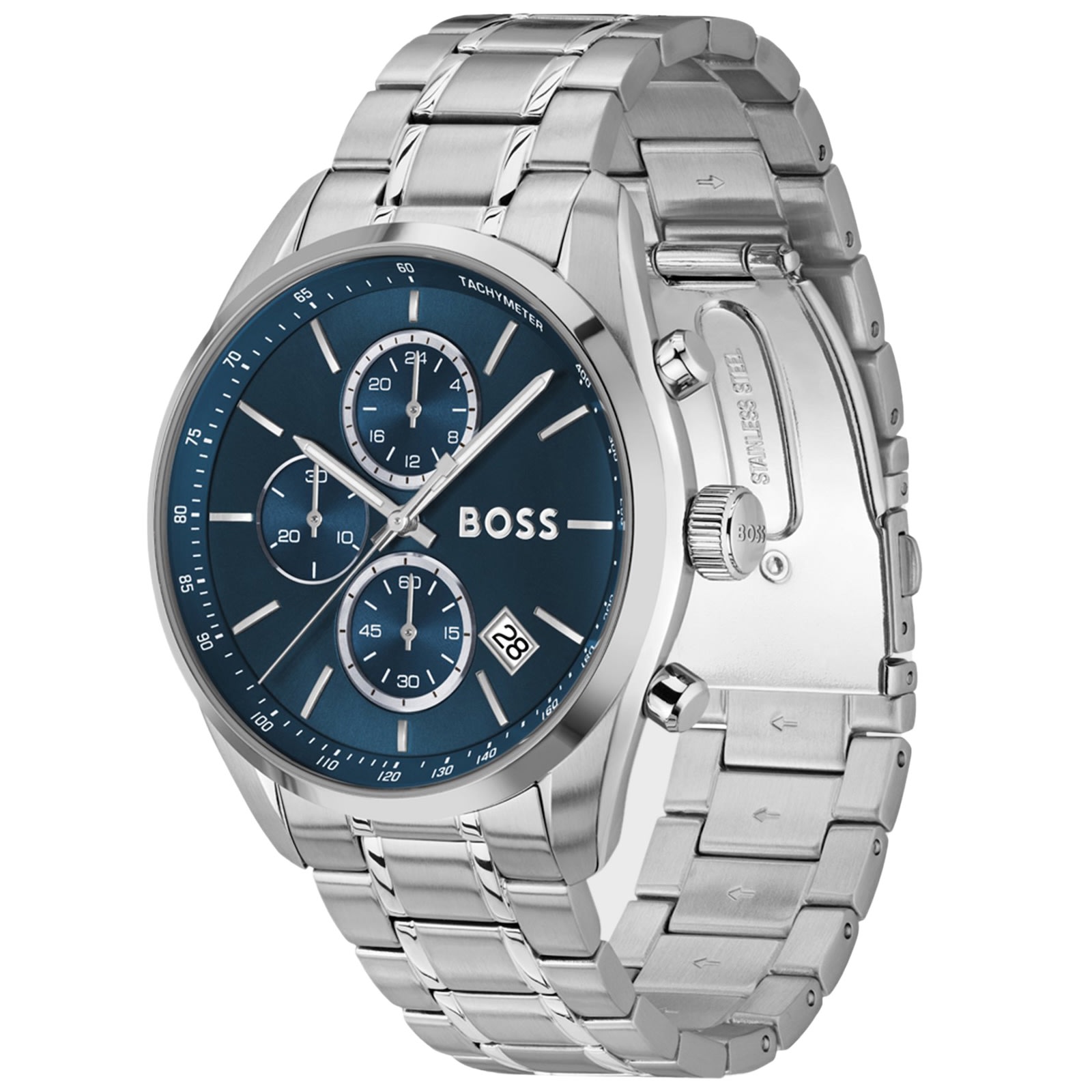 Hugo Boss Boss Grand Prix 44 Watch Silver In Metallic