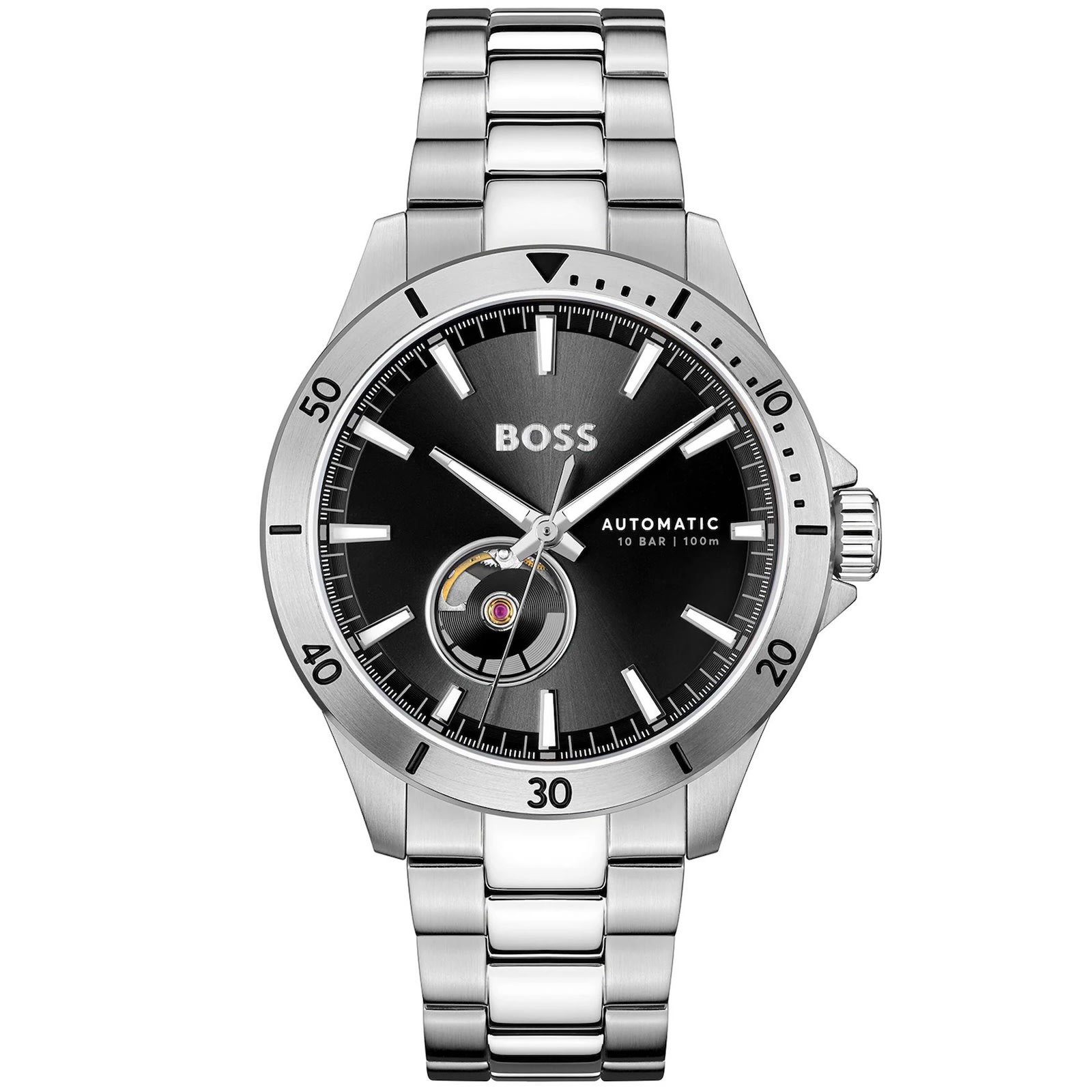 Hugo Boss Boss Troper Automatic Watch Silver In Metallic