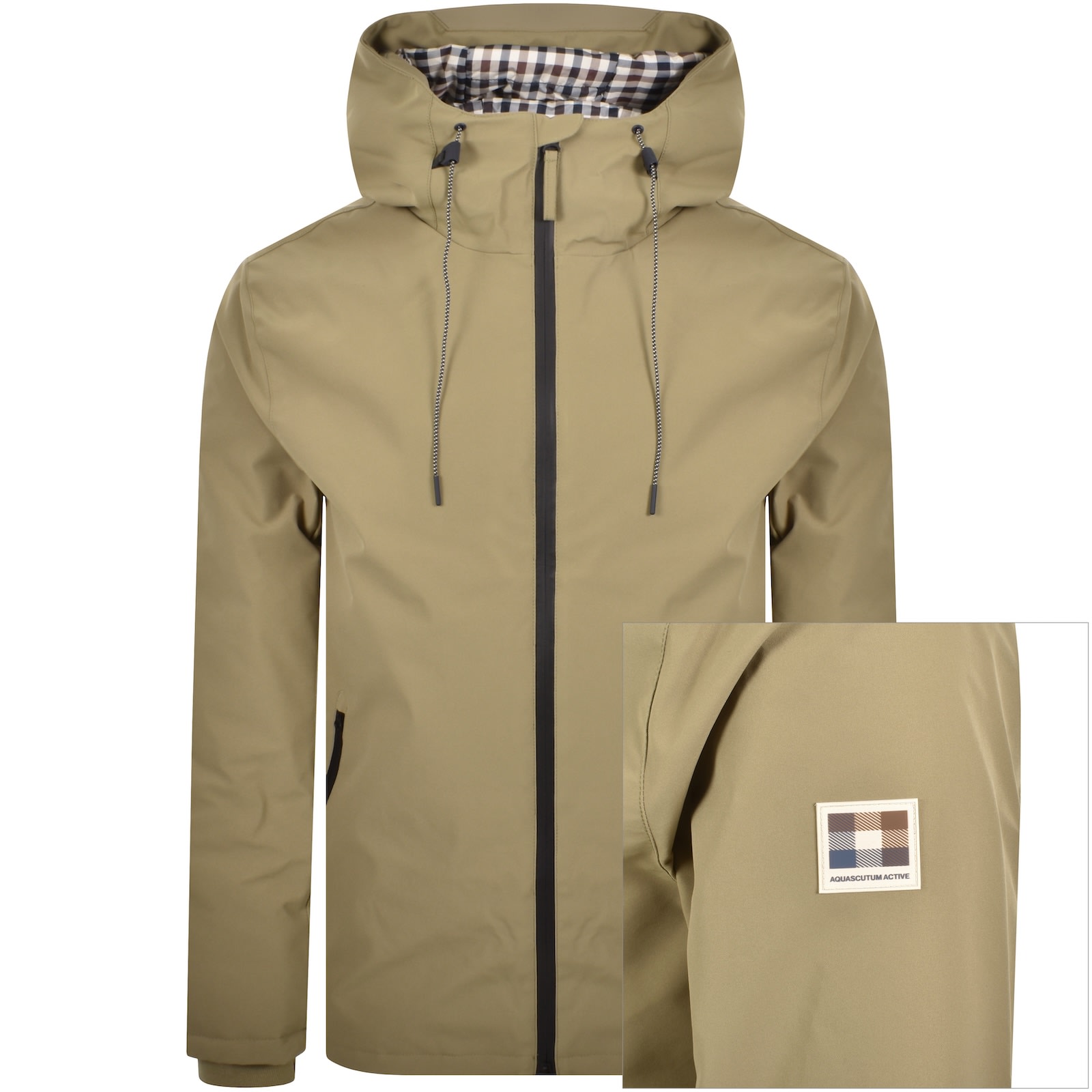 Aquascutum Active Mid Parka Jacket Khaki In Brown