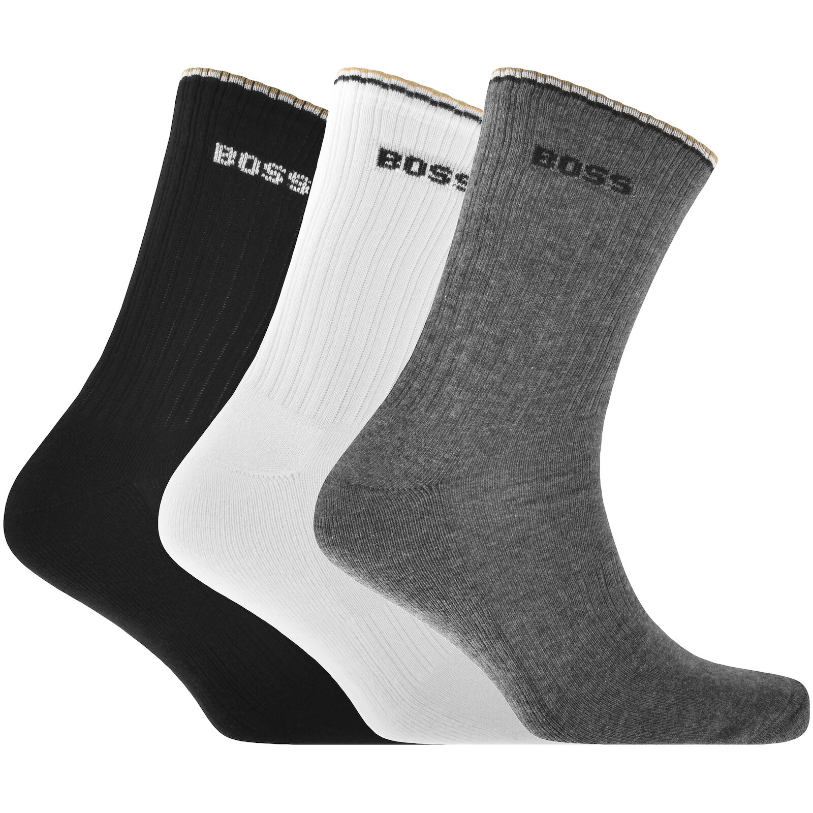 Hugo Boss Boss 3 Pack Quarter Length Rib Socks In Animal Print