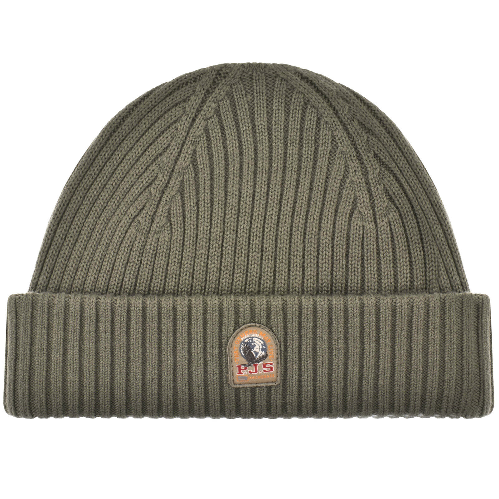 Parajumpers Ribbed Beanie Hat Olive Grey In Green