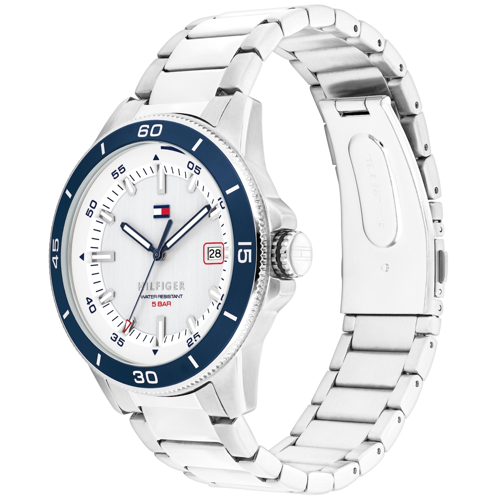Tommy Hilfiger Remy White Dial Watch Silver In White