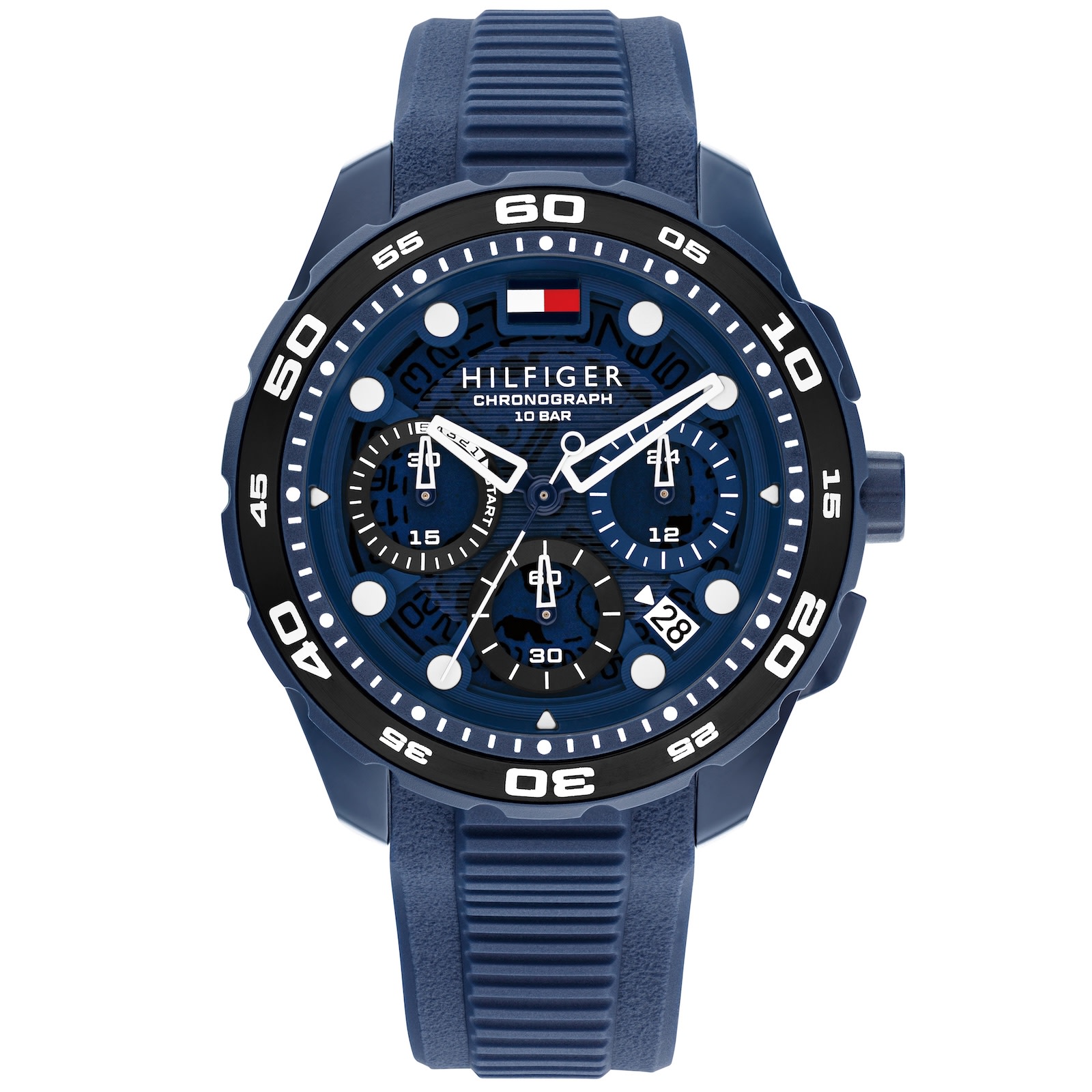 Tommy Hilfiger Men's Chronograph Blue Silicone Strap Watch, 44mm In Blue